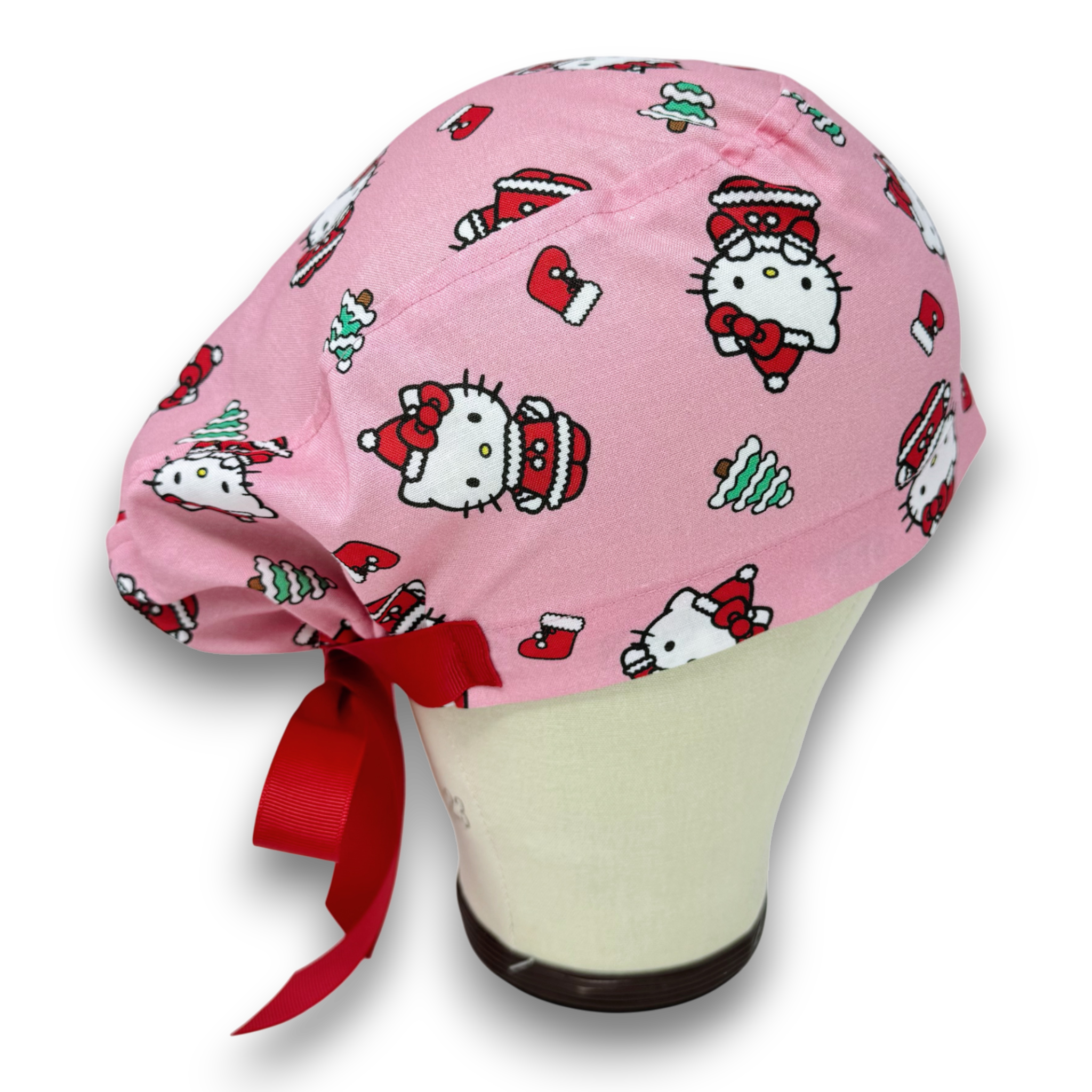 Christmas Euro scrub cap with ties for Women by Paradise Caps. Euro PLUS style.