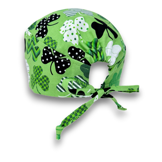 St. Patricks Day Irish Skull tie-back style surgical scrub cap for men by Paradise Caps.