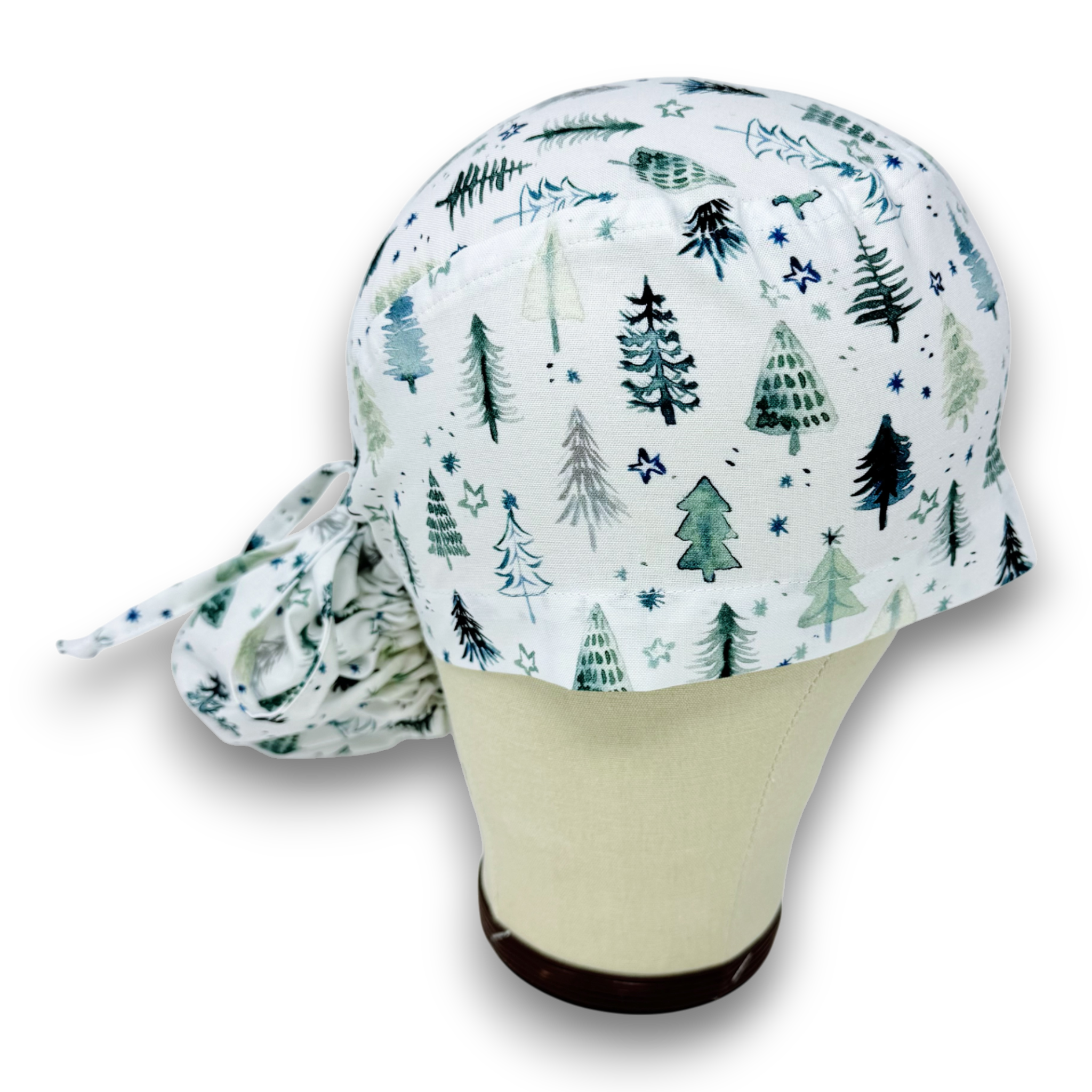 Christmas tree Ponytail scrub cap for women with satin lined option by Paradise Caps.