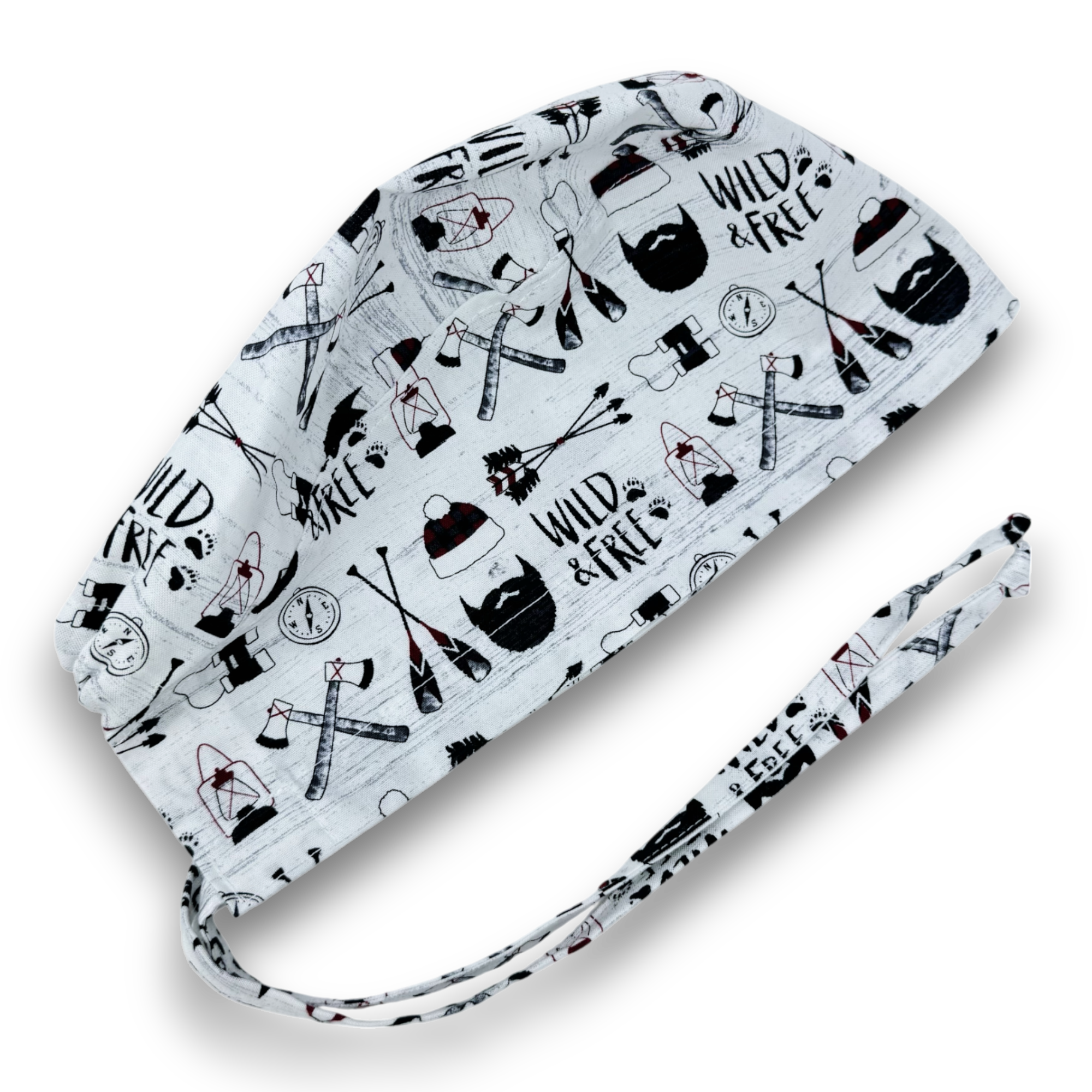 Wild and free Skull tie-back style surgical scrub cap for men by Paradise Caps.