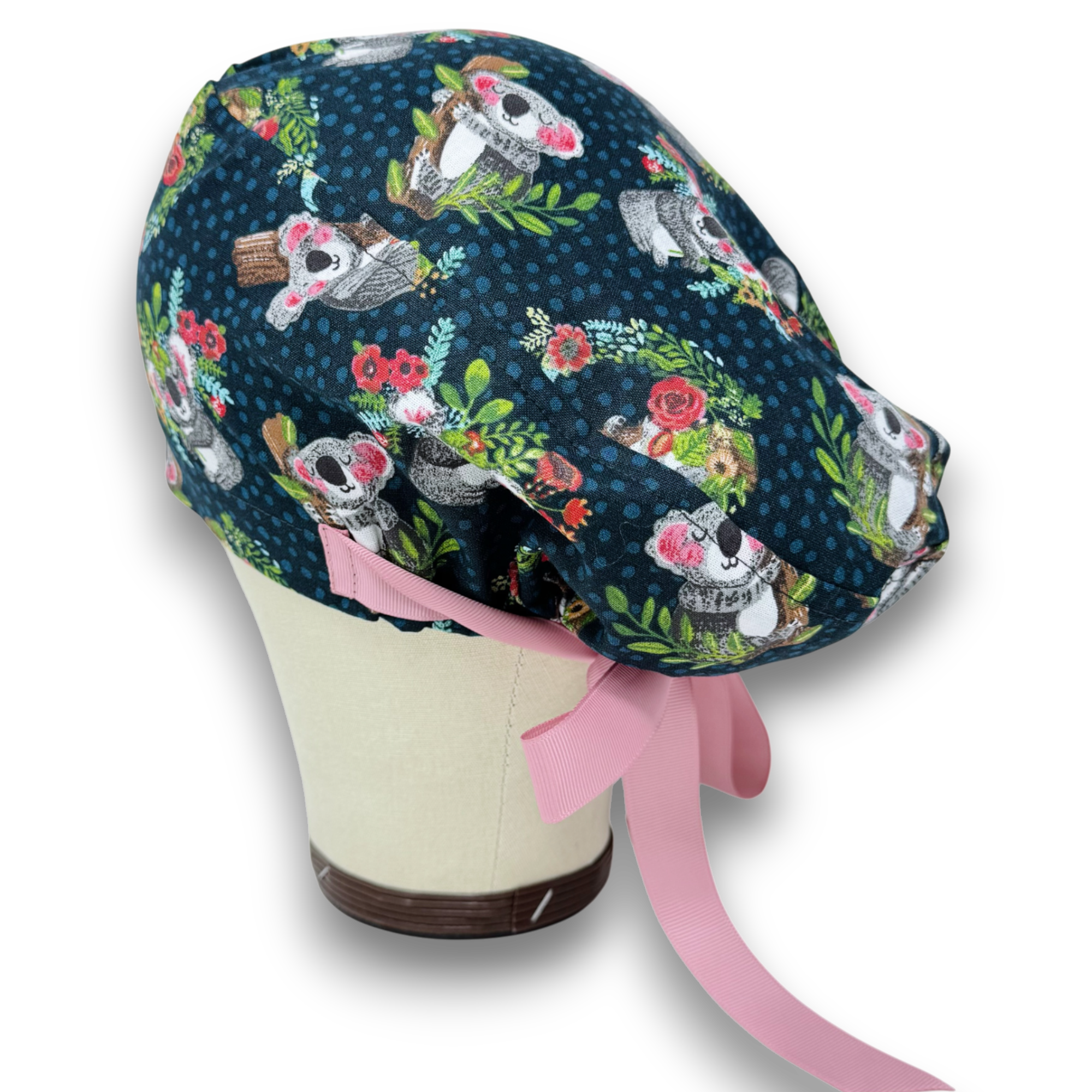Koala Euro scrub cap with ties for Women by Paradise Caps. Euro PLUS style.