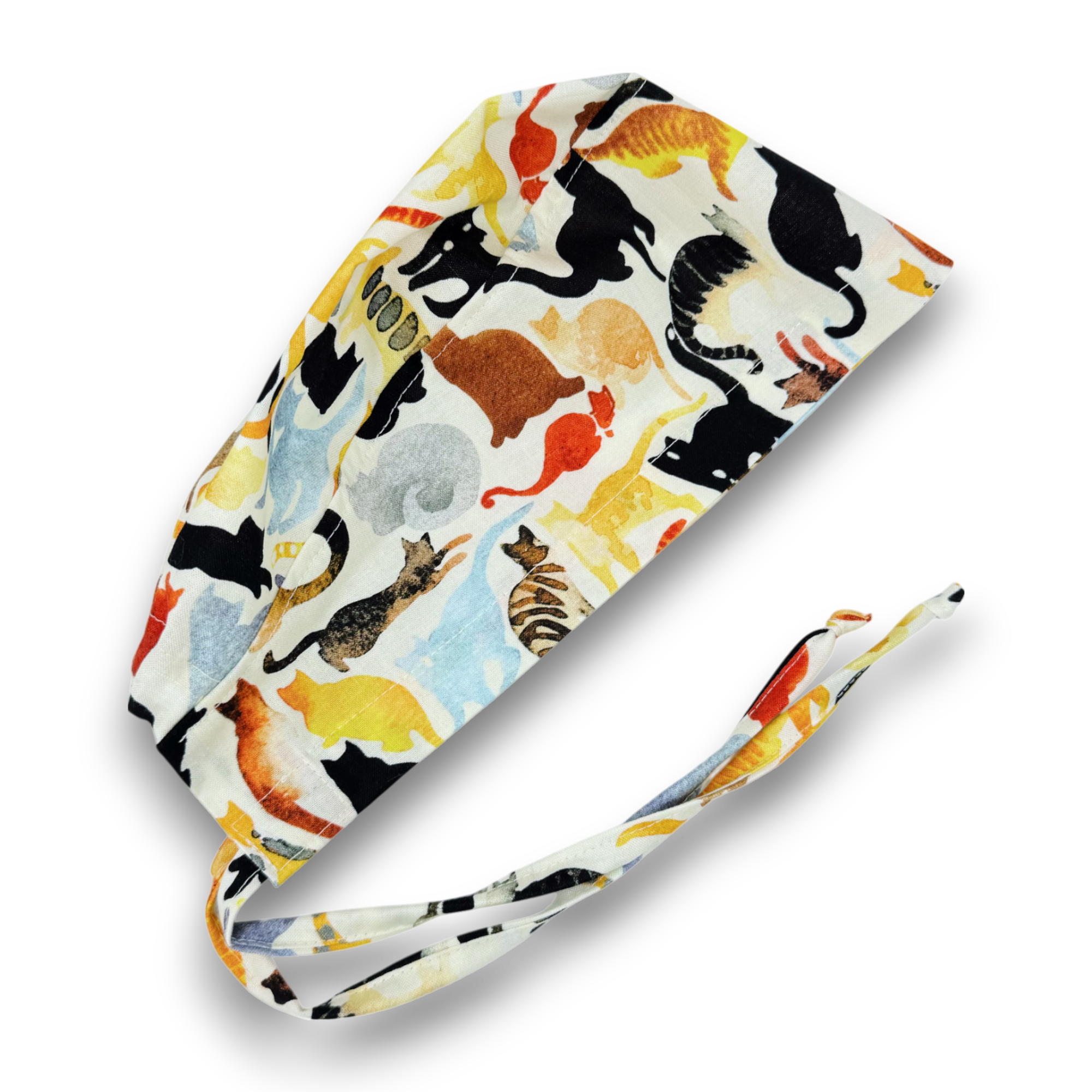 Cat Skull tie-back style surgical scrub cap by Paradise Caps.