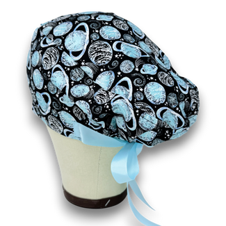 Planet Euro scrub cap with ties for Women by Paradise Caps. Euro PLUS style.