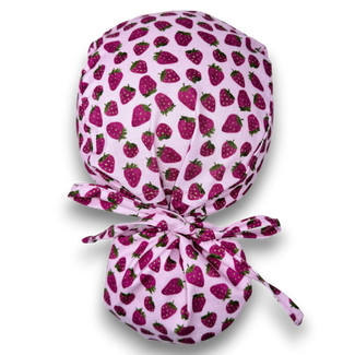 Strawberry Ponytail scrub cap for women with satin lined option by Paradise Caps.
