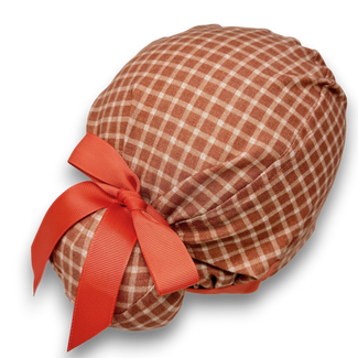 Rustic Check Euro scrub cap with ties for Women by Paradise Caps. Euro PLUS style.