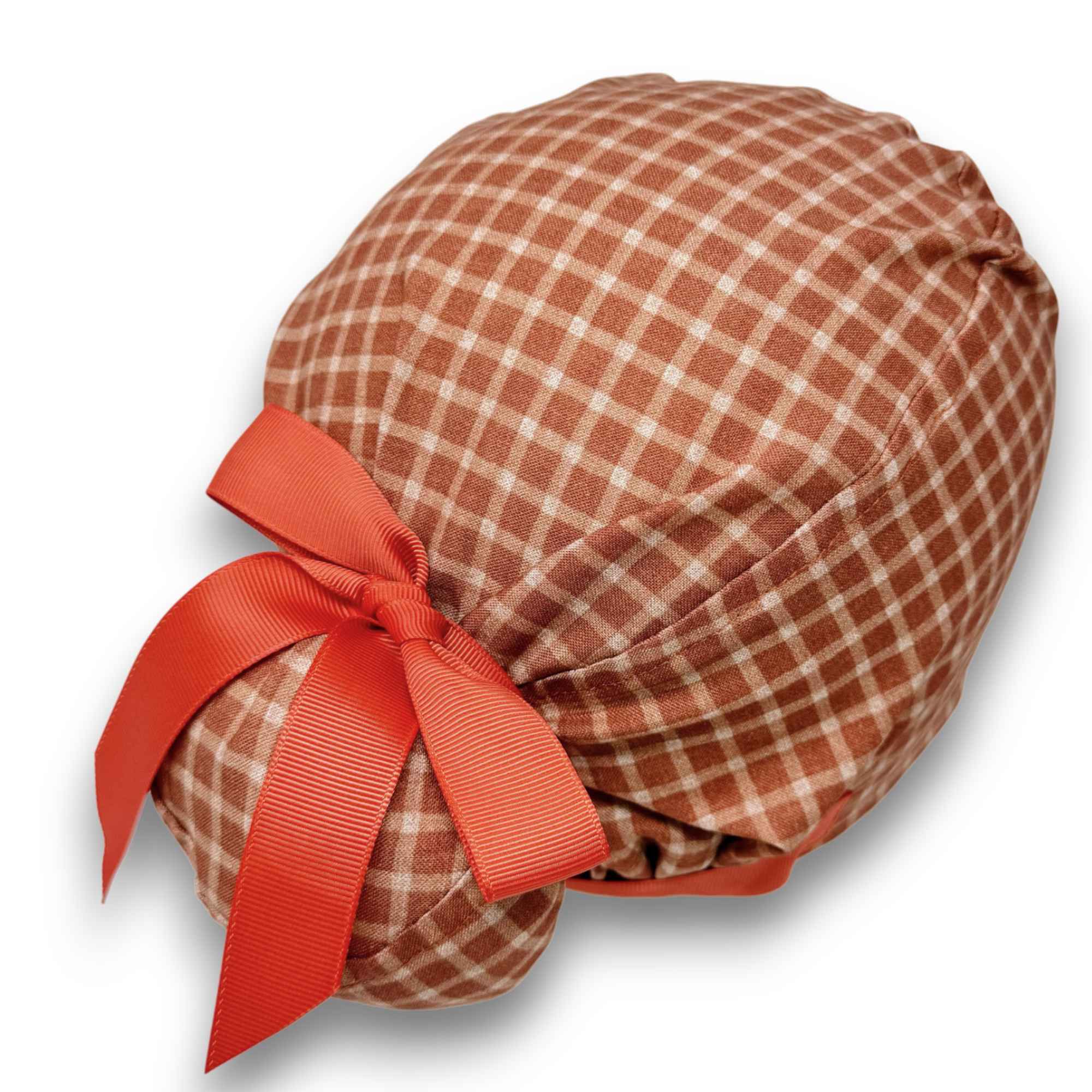 Rustic Check Euro scrub cap with ties for Women by Paradise Caps. Euro PLUS style.