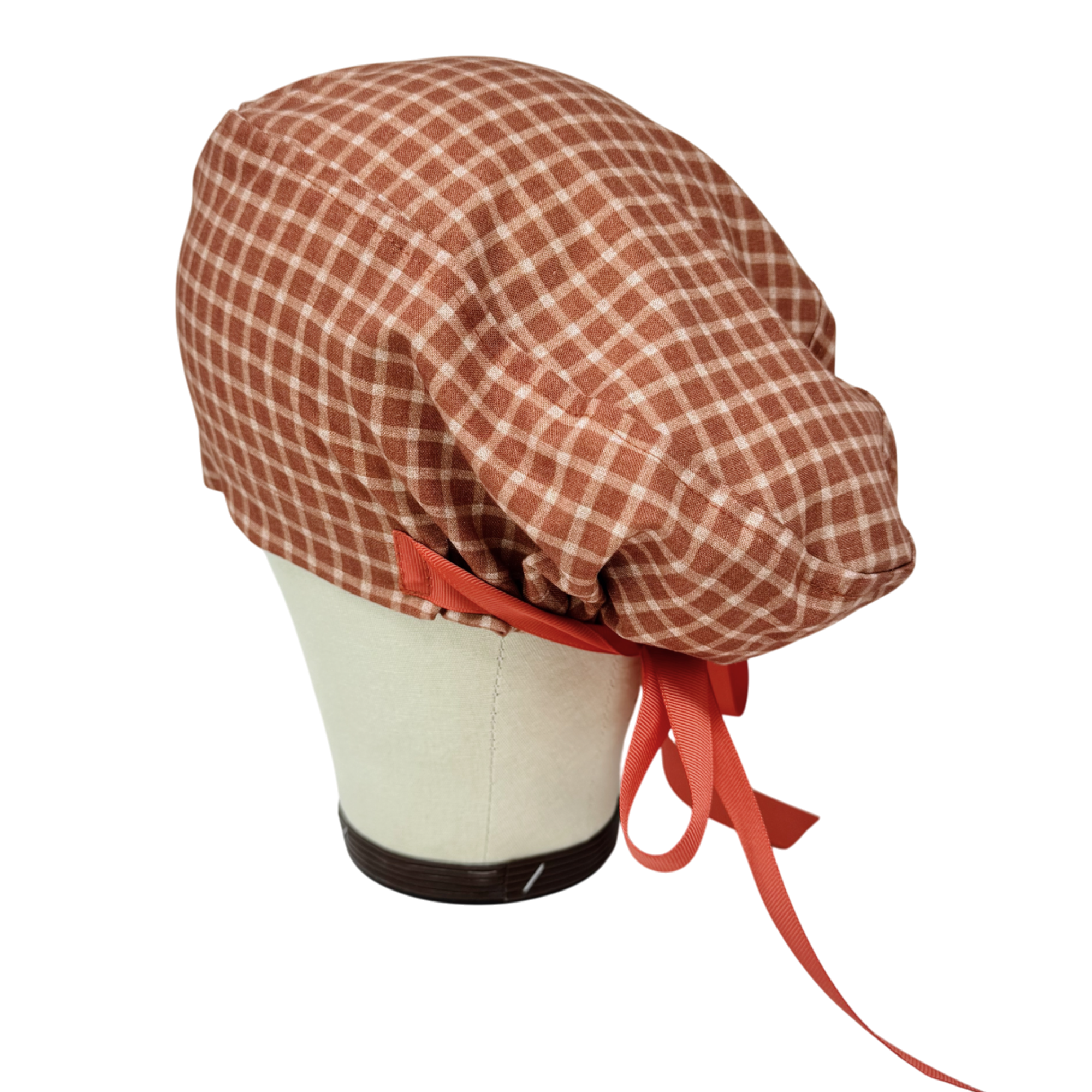 Rustic Check Euro scrub cap with ties for Women by Paradise Caps. Euro PLUS style.
