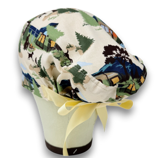 Camping Euro scrub cap with ties for Women by Paradise Caps. Euro PLUS style.