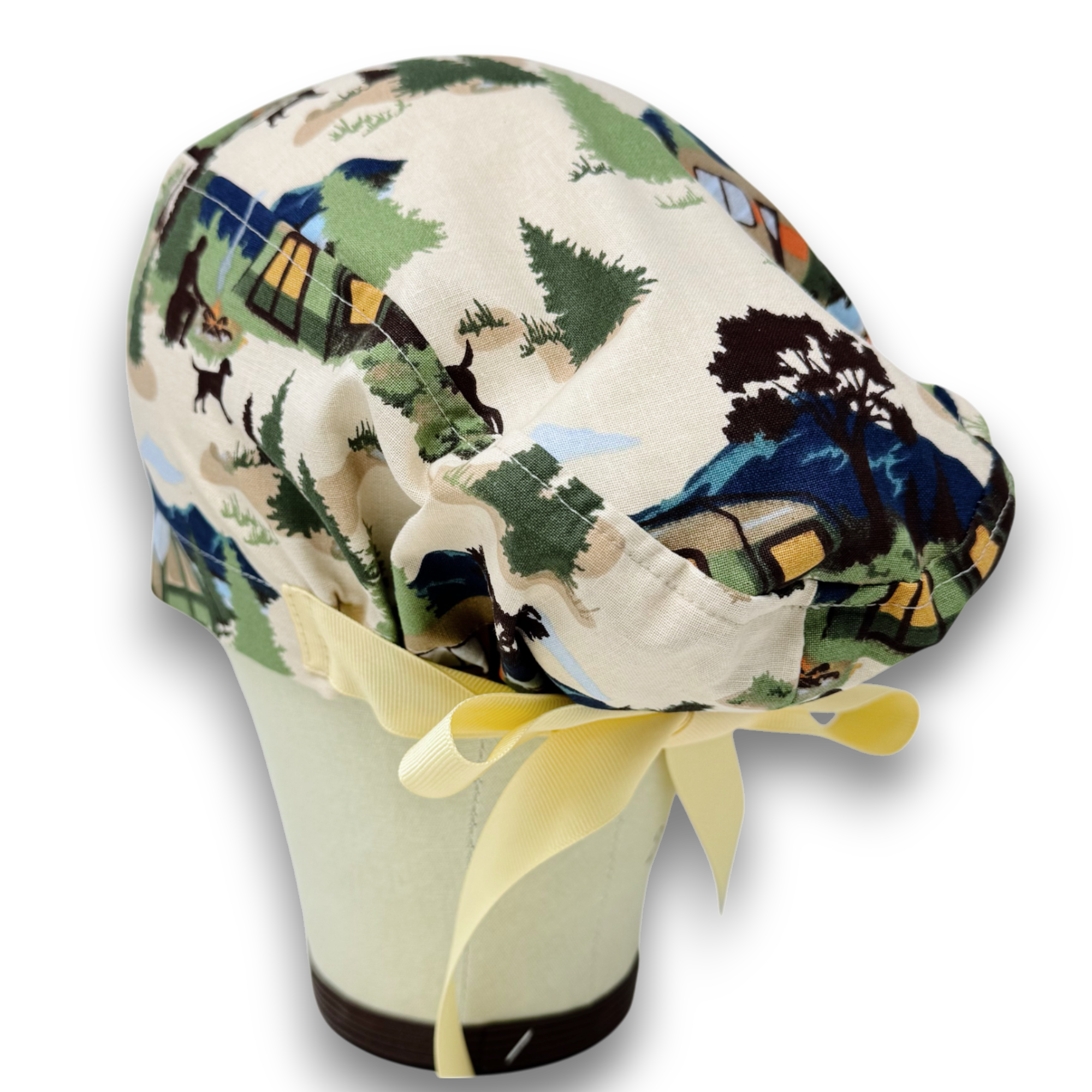 Camping Euro scrub cap with ties for Women by Paradise Caps. Euro PLUS style.