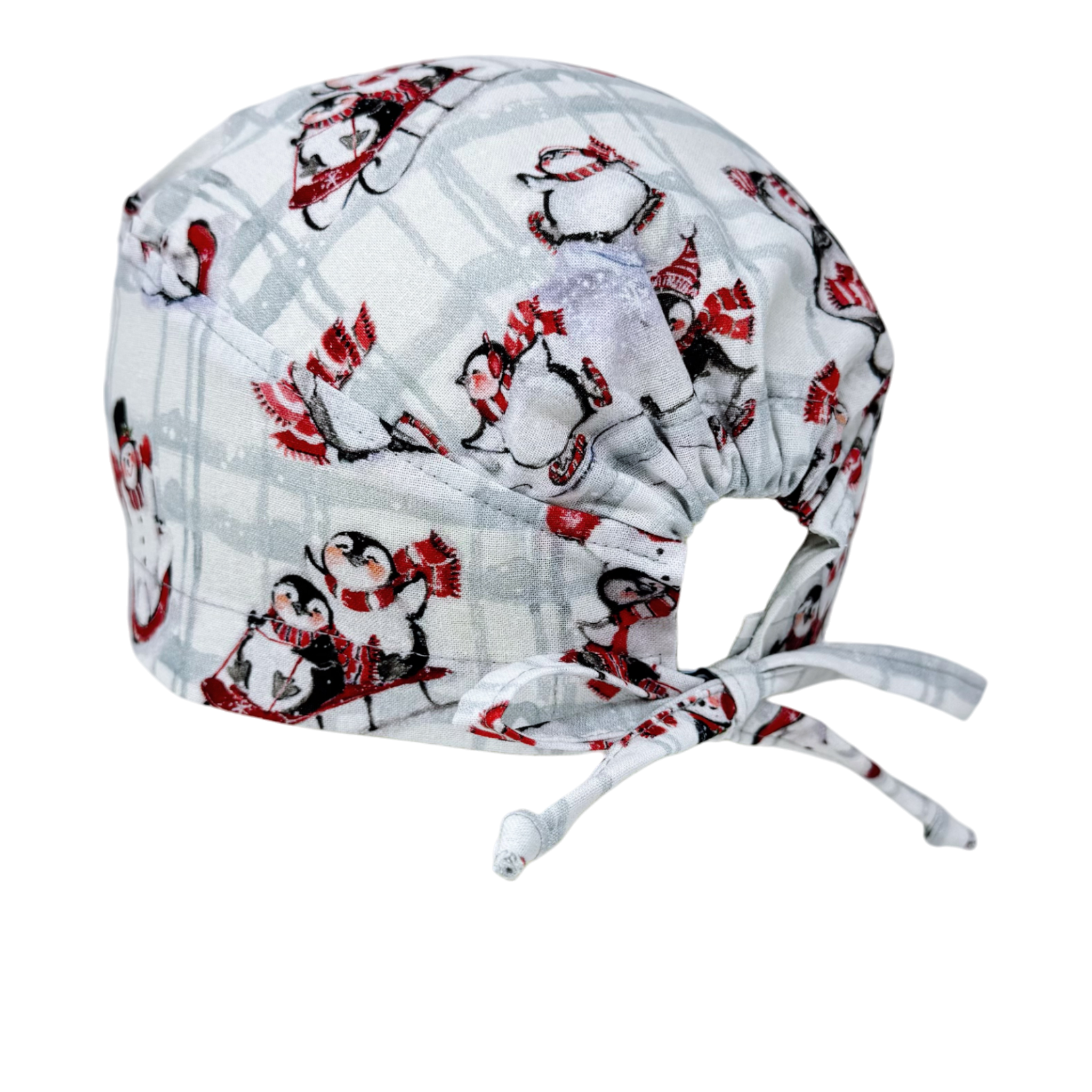 Penguin Skull tie-back style surgical scrub cap for men by Paradise Caps.