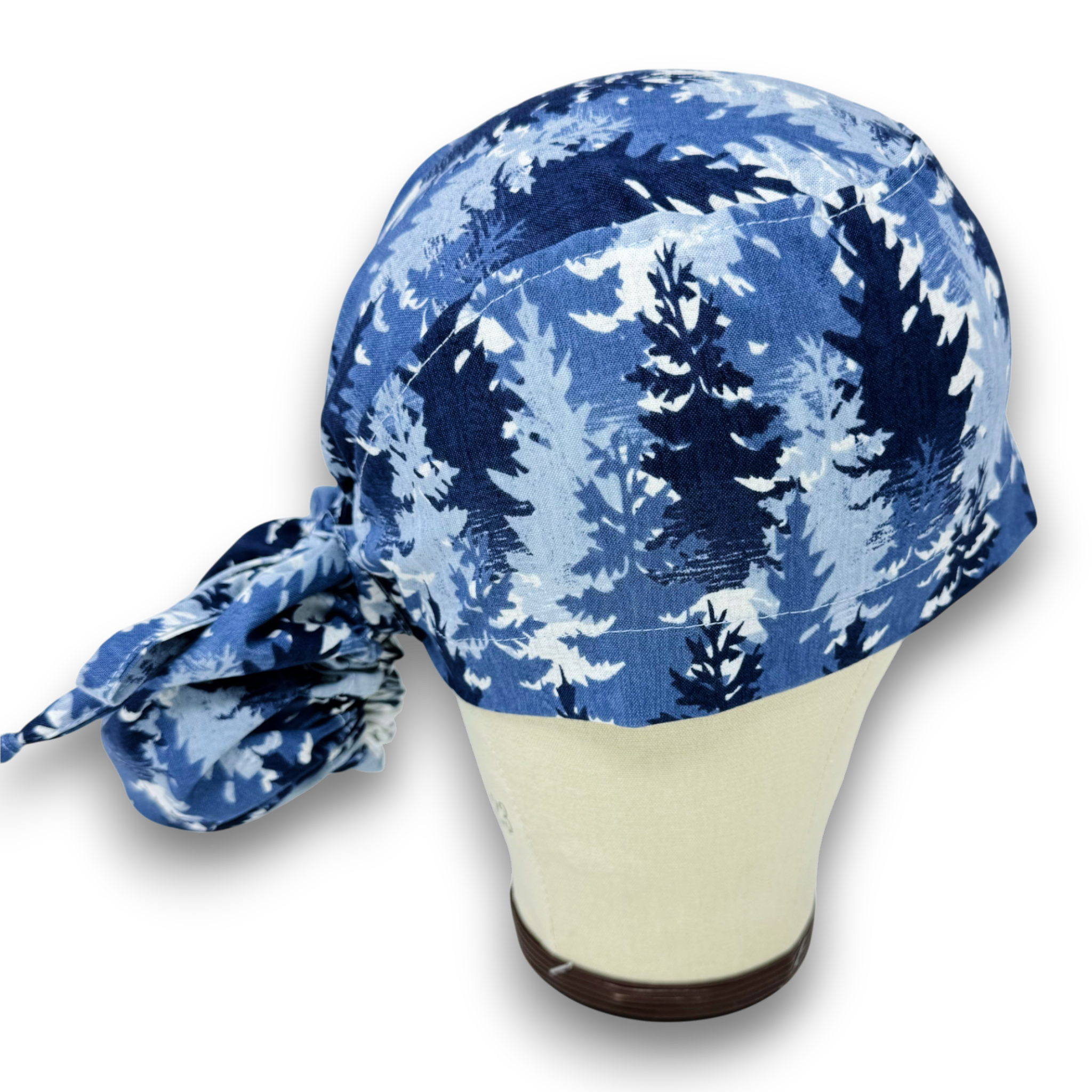 Winter forest Ponytail scrub cap for women with satin lined option by Paradise Caps.