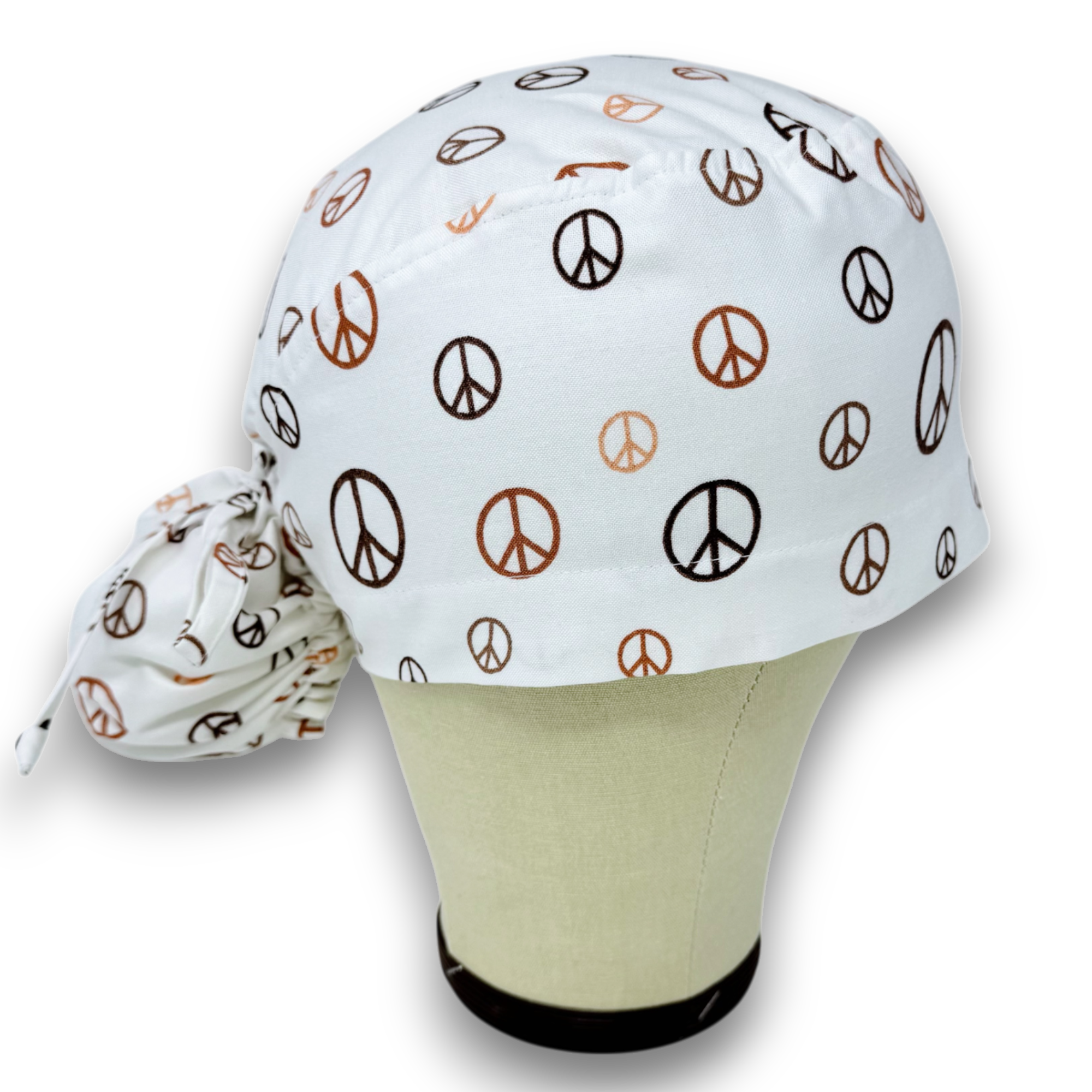 Peace Ponytail scrub cap for women with satin lined option by Paradise Caps.
