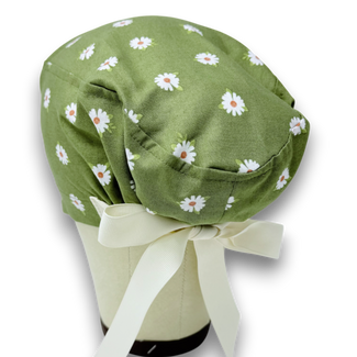 Daisy Euro scrub cap with ties for Women by Paradise Caps. Euro PLUS style.