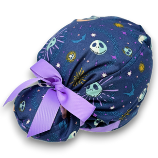 Skelly Moon Euro scrub cap with ties for Women by Paradise Caps. Euro PLUS style.