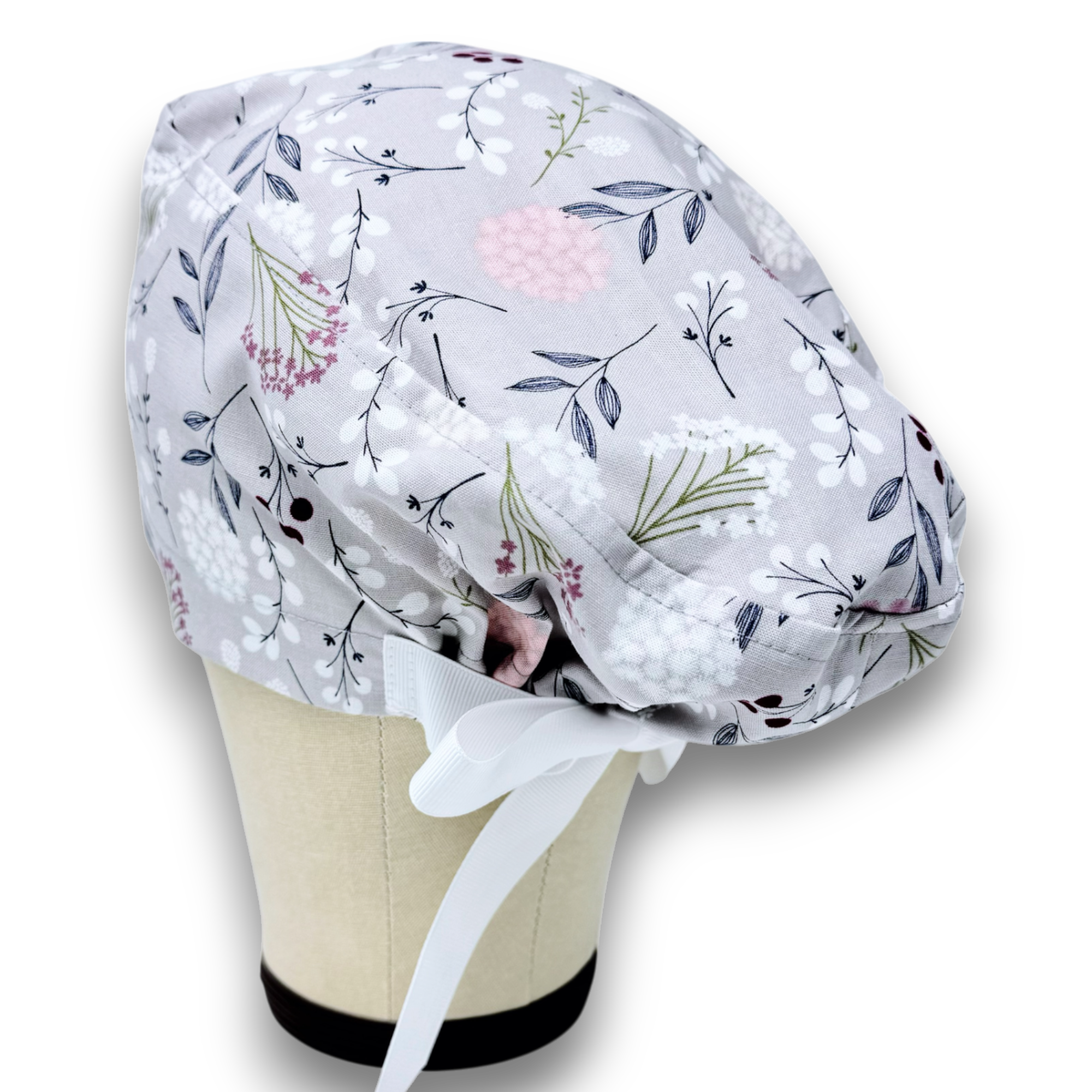 Flower Euro Euro scrub cap with ties for Women by Paradise Caps. Euro PLUS style.