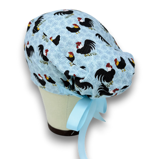 Chicken Euro scrub cap with ties for Women by Paradise Caps. Euro PLUS style.