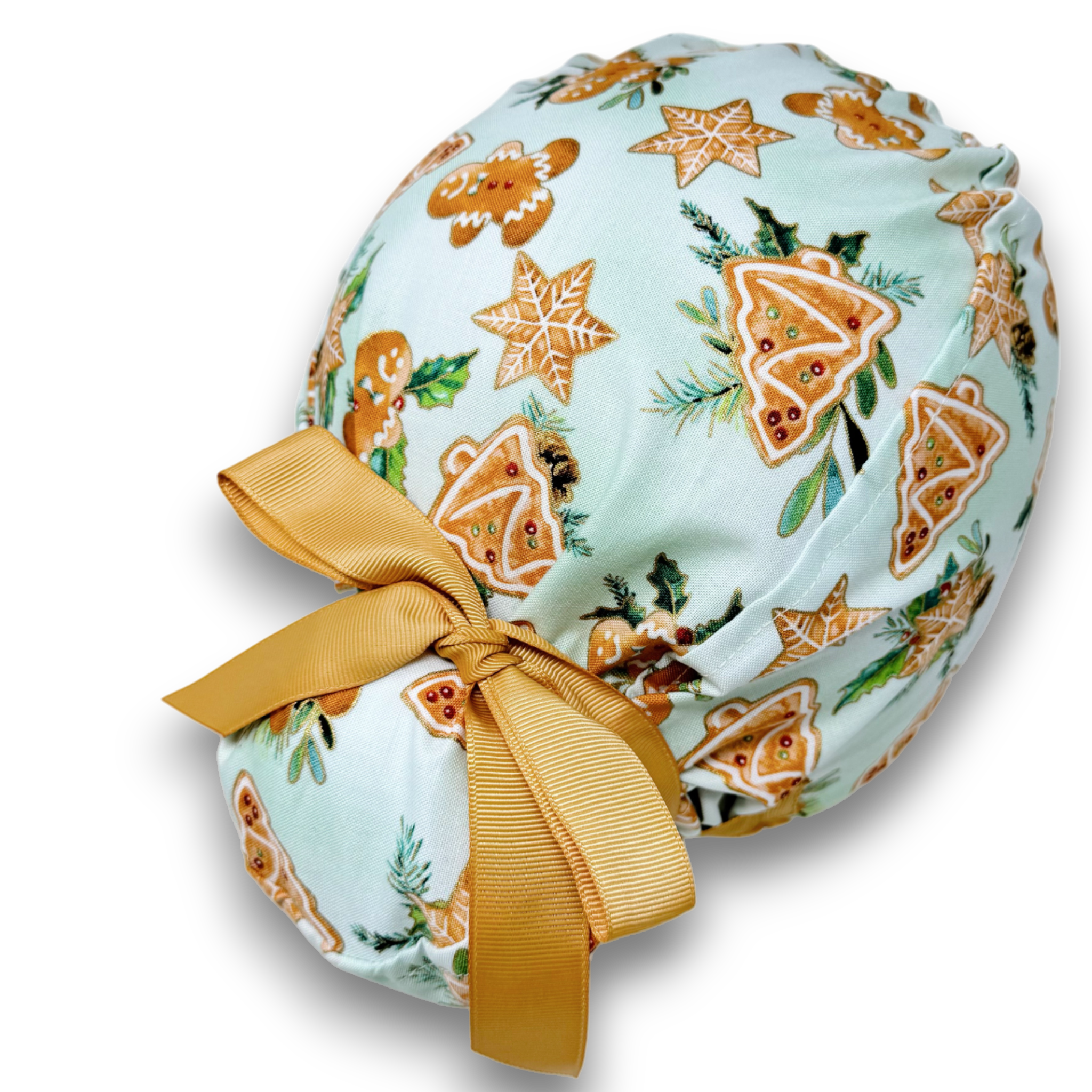 Gingerbread Euro scrub cap with ties for Women by Paradise Caps. Euro PLUS style.