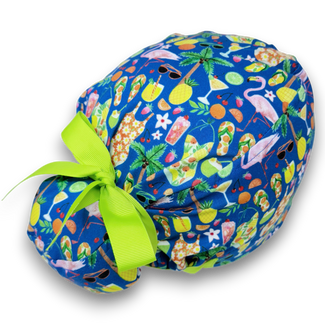 Summertime Euro scrub cap with ties for Women by Paradise Caps. Euro PLUS style.