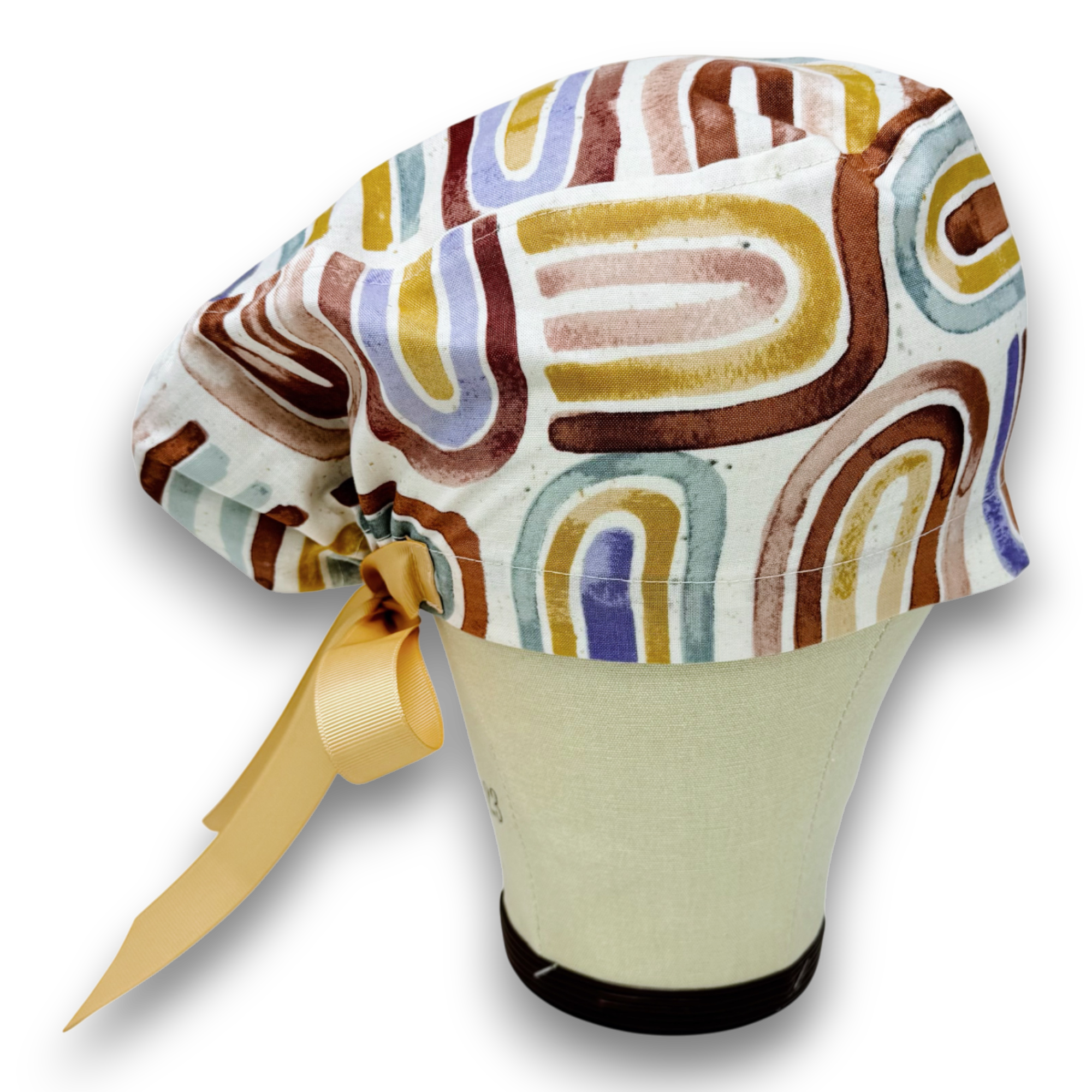 Rainbow Euro scrub cap with ties for Women by Paradise Caps. Euro PLUS style.