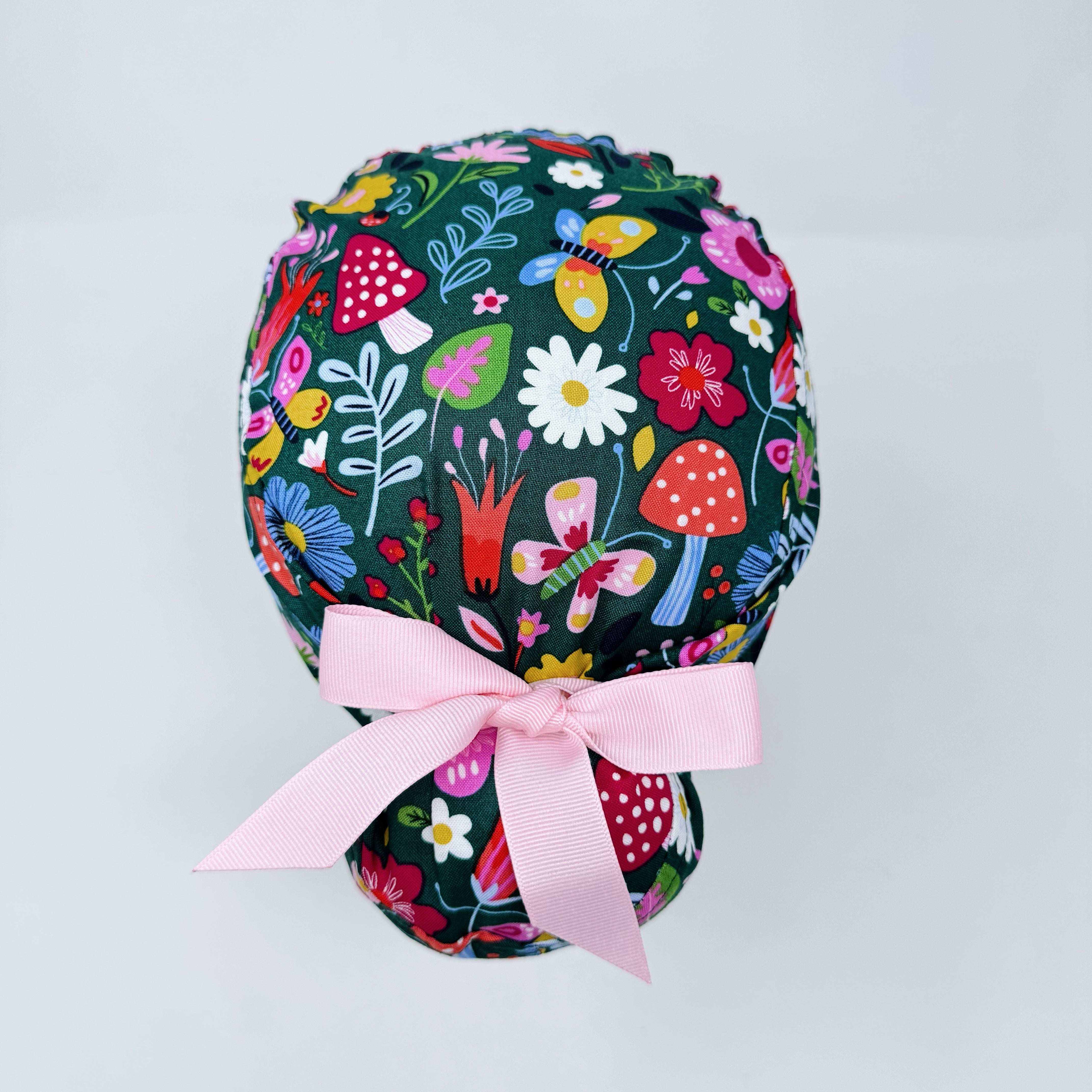 Mushroom Euro scrub cap with ties for Women by Paradise Caps. Euro PLUS style.
