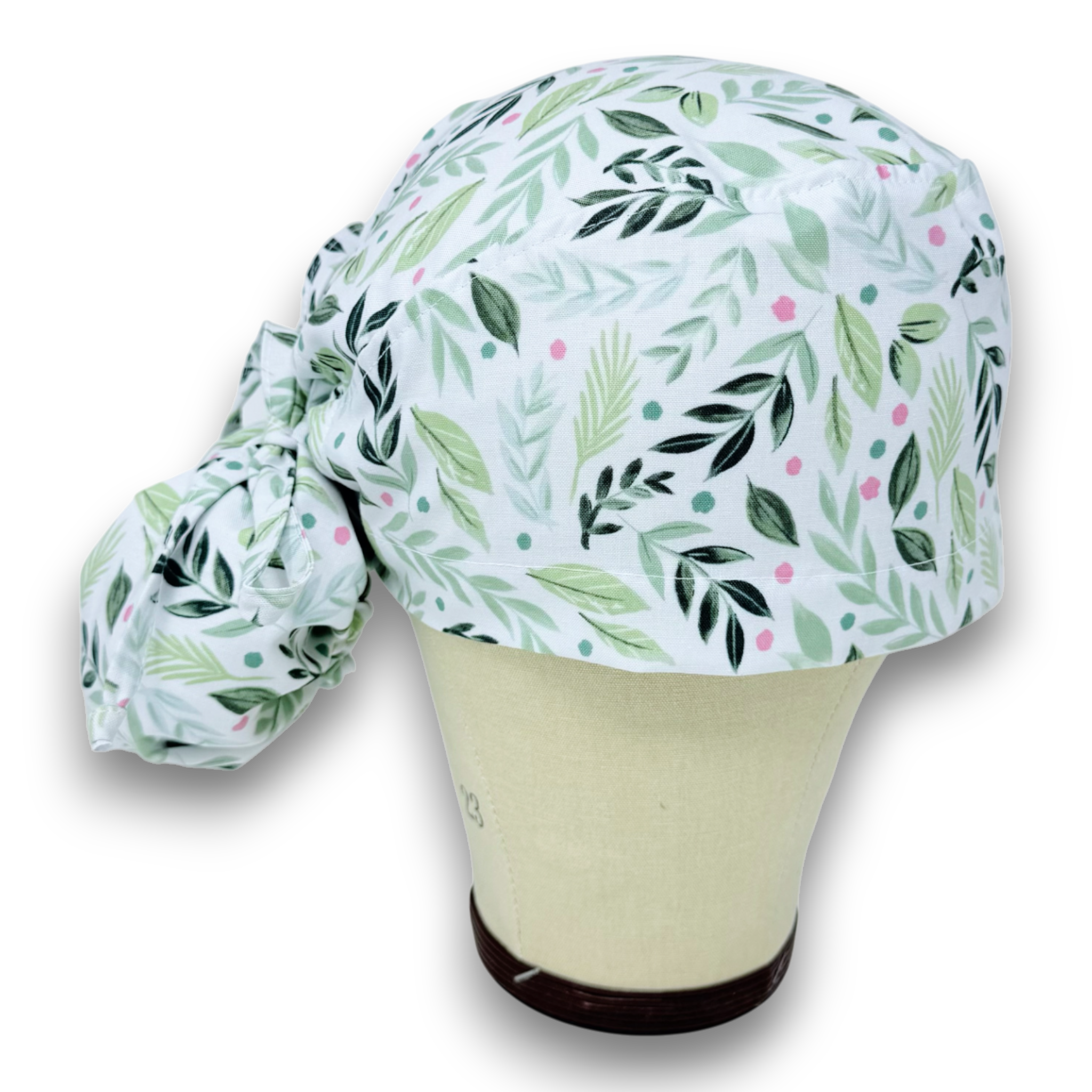 Floral Ponytail scrub cap for women with satin lined option by Paradise Caps.