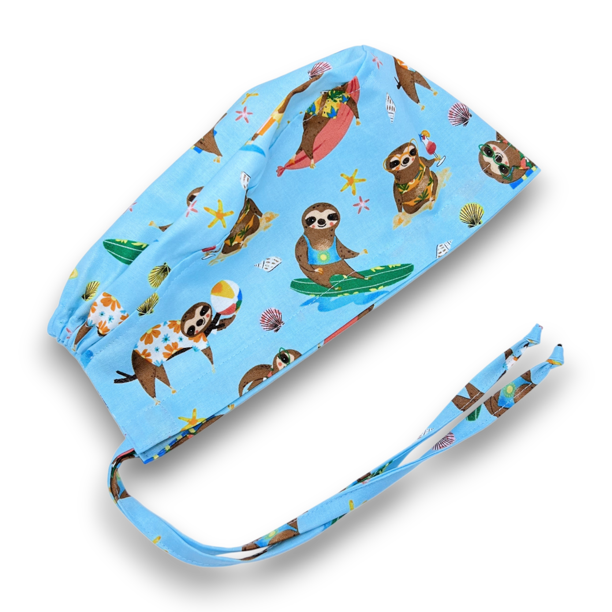 Sloth Skull tie-back style surgical scrub cap for men by Paradise Caps.