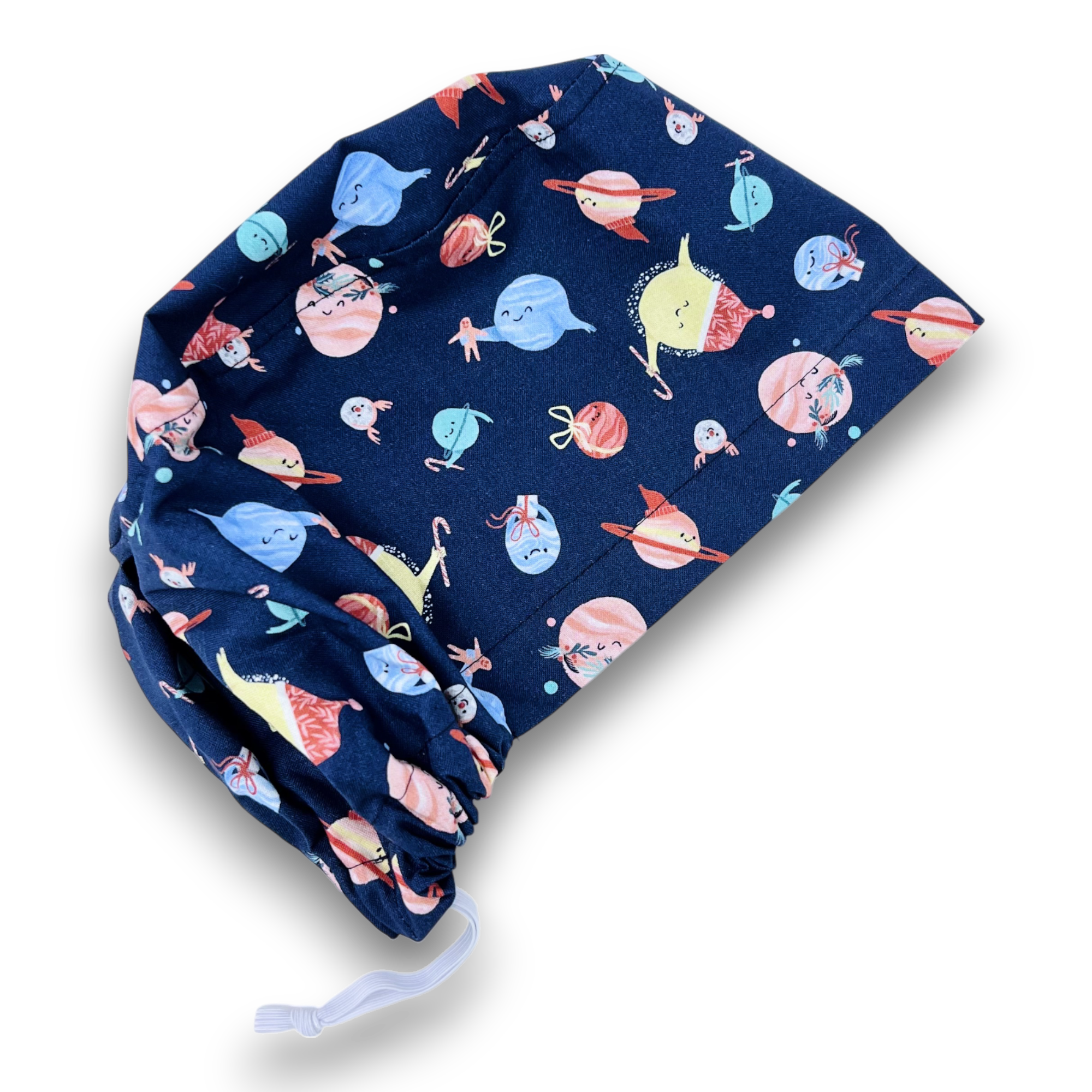 Holiday planet Euro Scrub Cap for Women with Satin Lined Option by Paradise Caps.