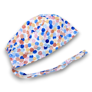 Dots Skull tie-back style surgical scrub cap for men by Paradise Caps.