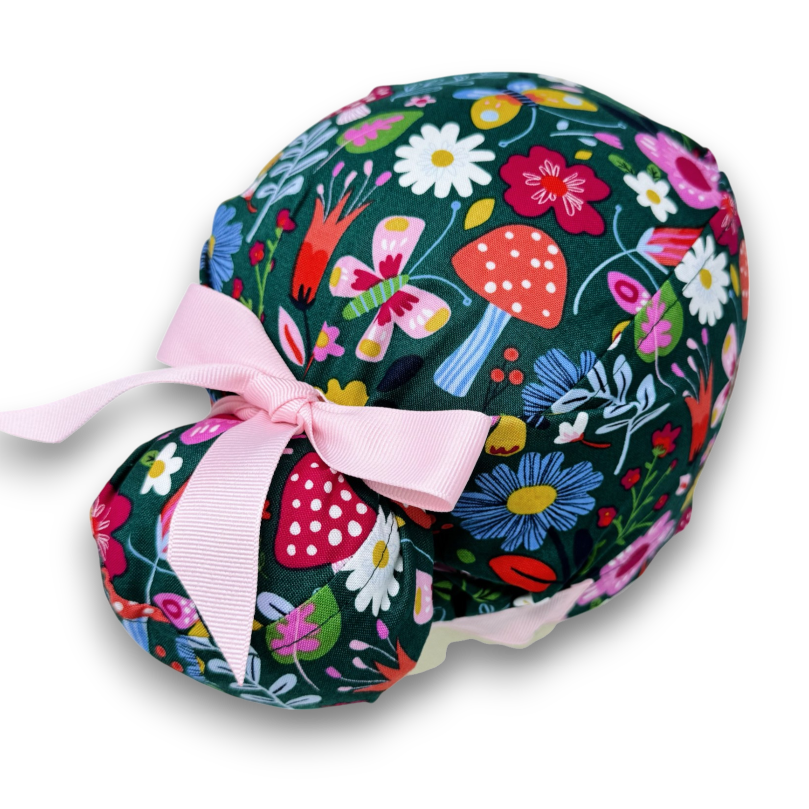 Mushroom Euro scrub cap with ties for Women by Paradise Caps. Euro PLUS style.