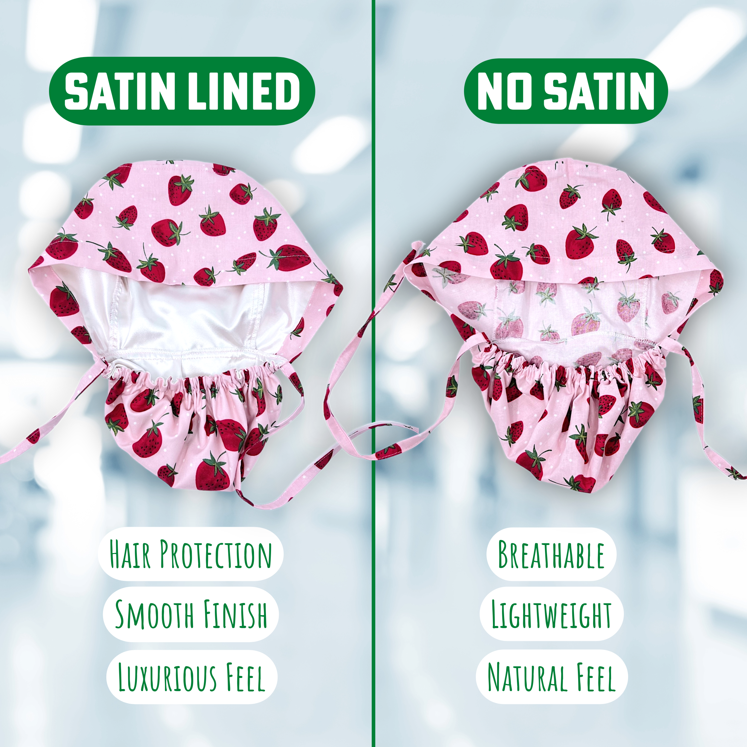 Purple flower Ponytail scrub cap for women with satin lined option by Paradise Caps.