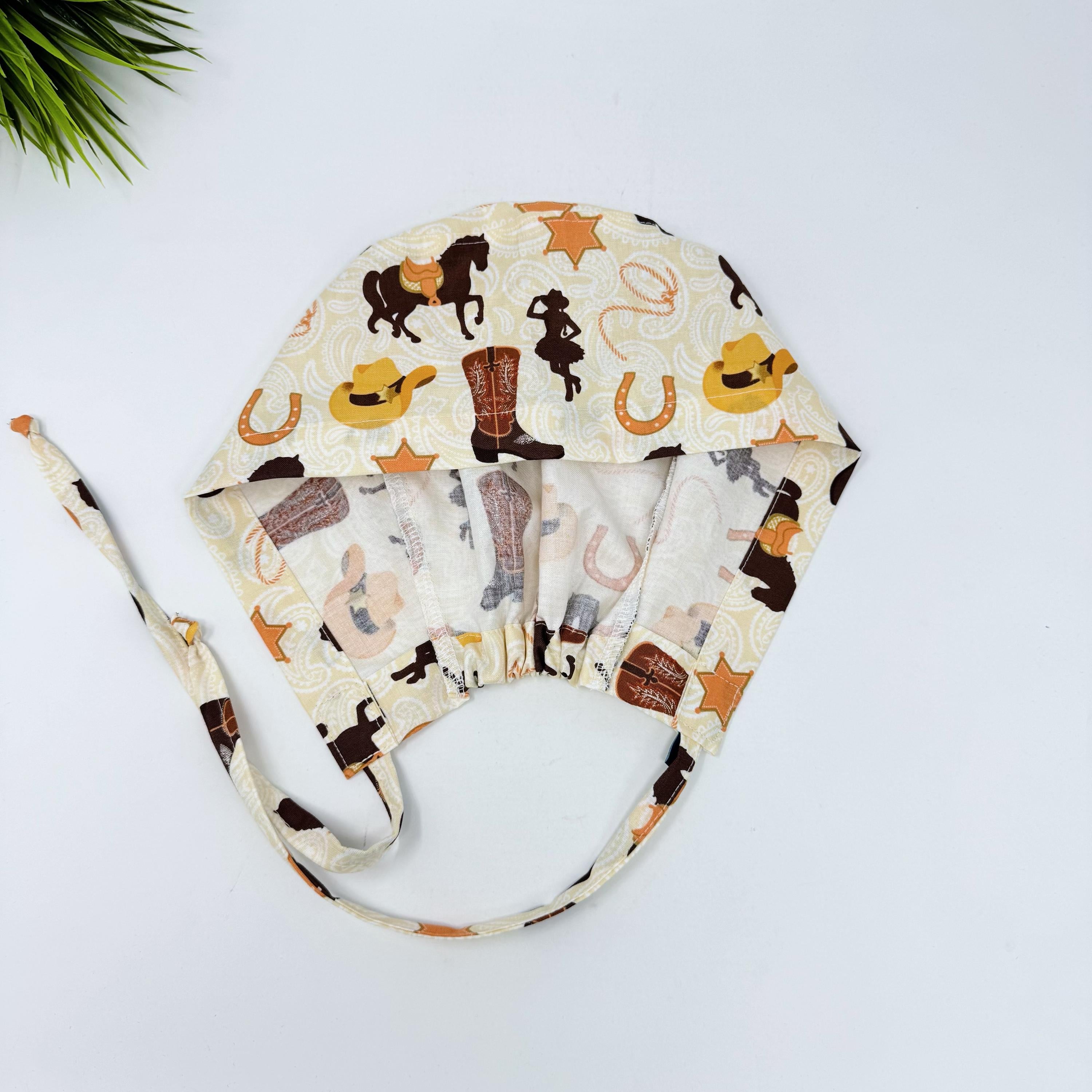 Cowboy Men's Skull tie-back style surgical scrub cap for men by Paradise Caps.