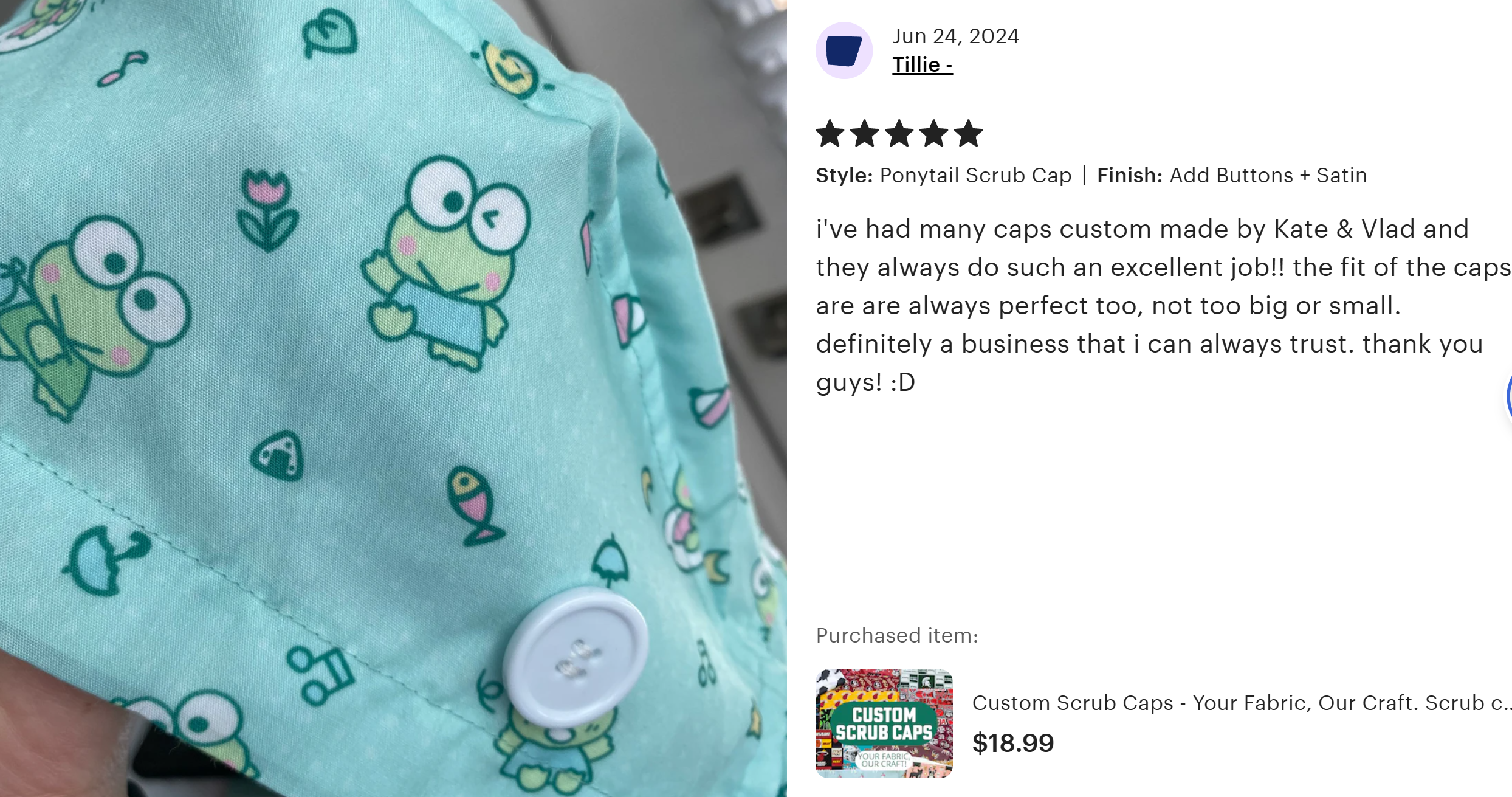 Custom Scrub Cap - Your Fabric, Our Craft. Scrub cap made from your fabric.