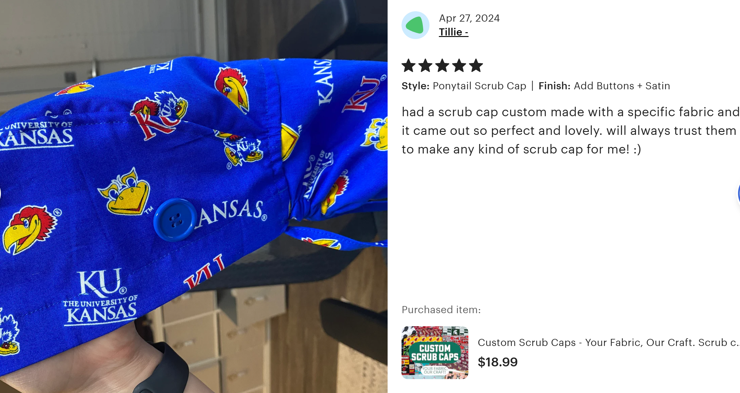 Custom Scrub Cap - Your Fabric, Our Craft. Scrub cap made from your fabric.