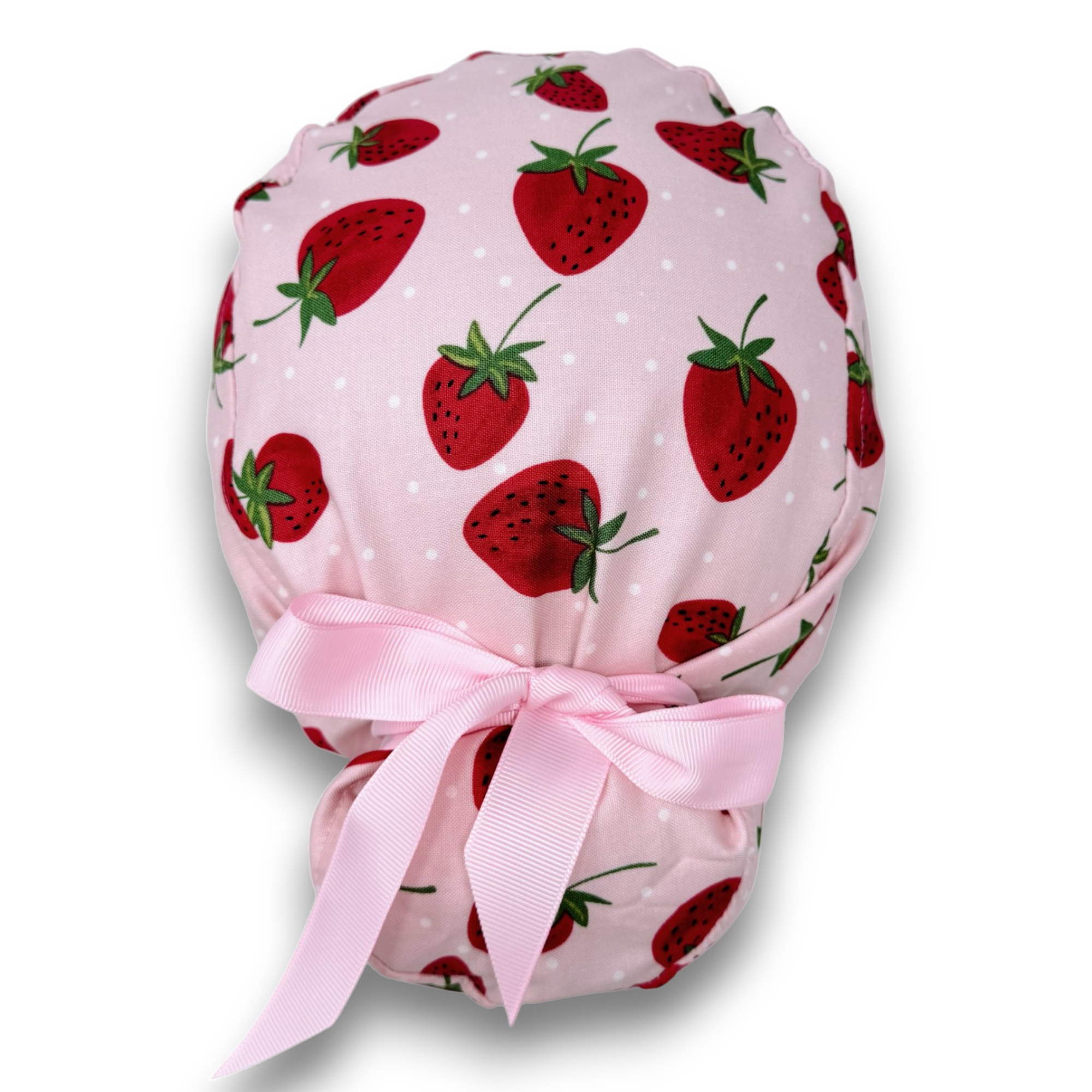 Strawberry Euro scrub cap with ties for Women by Paradise Caps. Euro PLUS style.