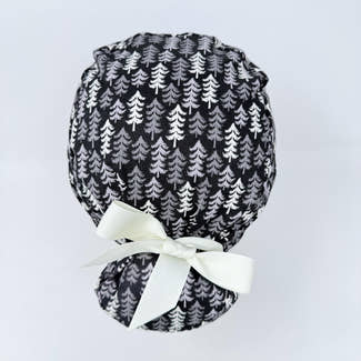 Euro scrub cap with ties for Women. Nordic Pines European Surgical cap with Satin Lined Option by Paradise Caps. Euro PLUS style.