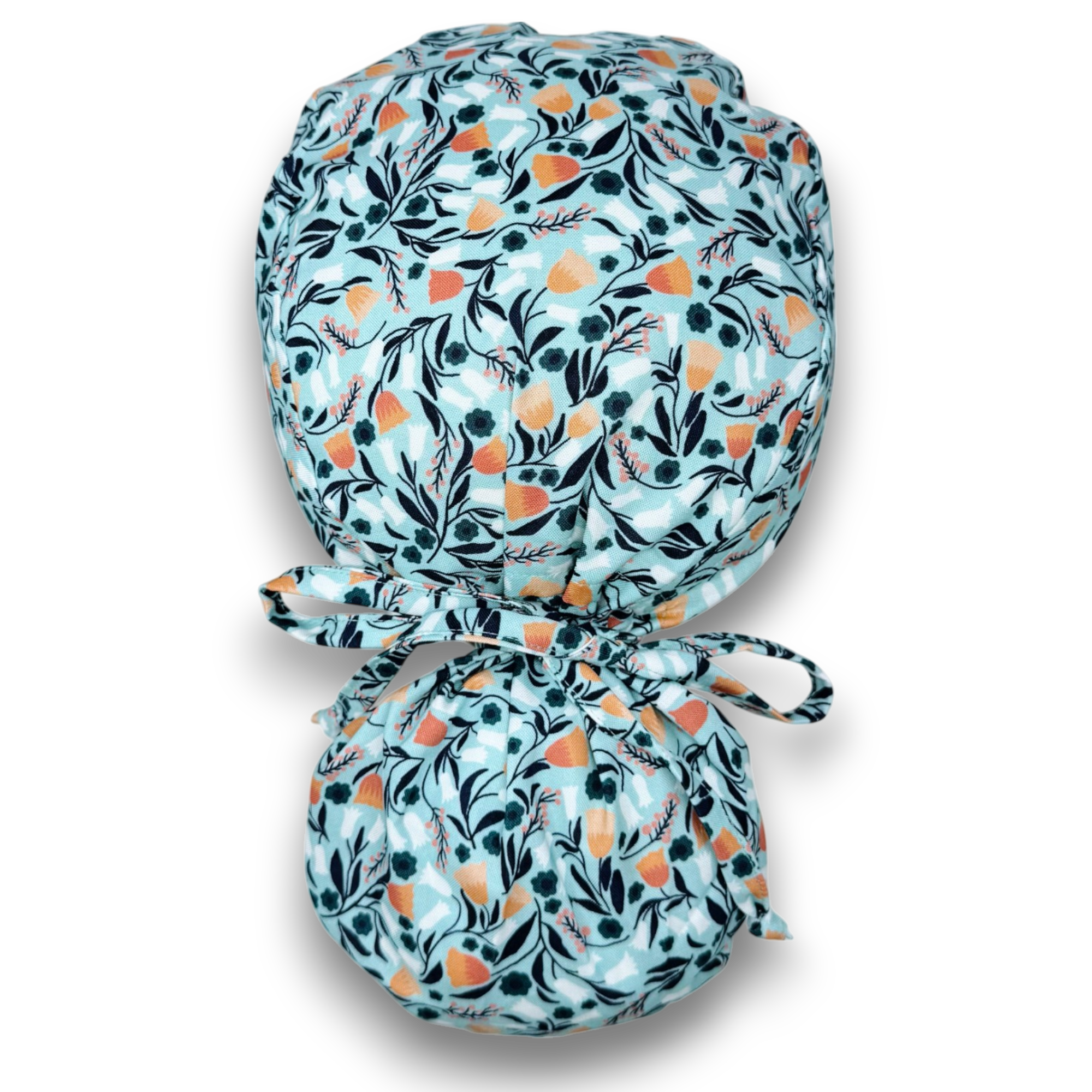 Orange bell Ponytail scrub cap for women with satin lined option by Paradise Caps.