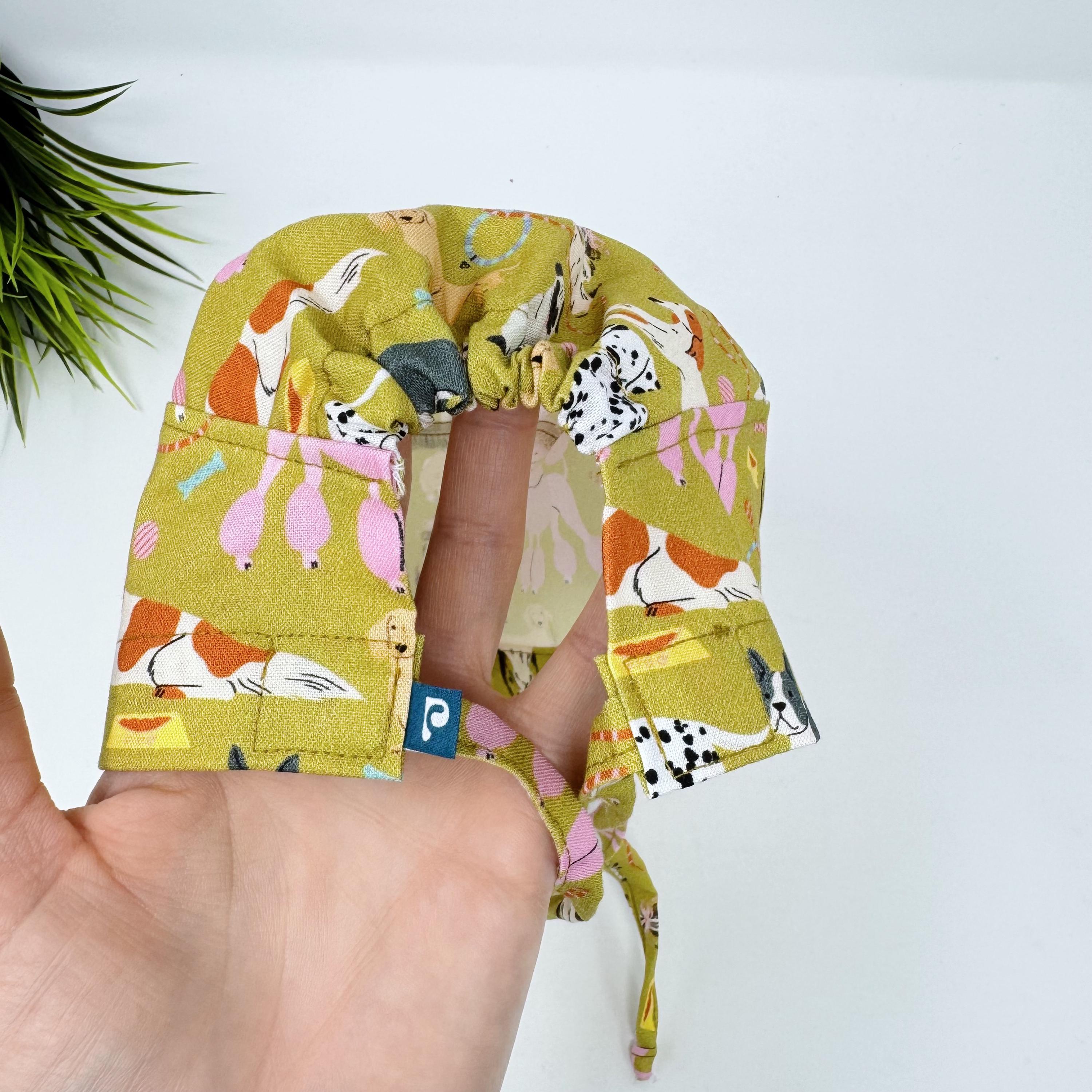 Dog Surgical cap for men. Funny tie back scrub hat by Paradise Caps.