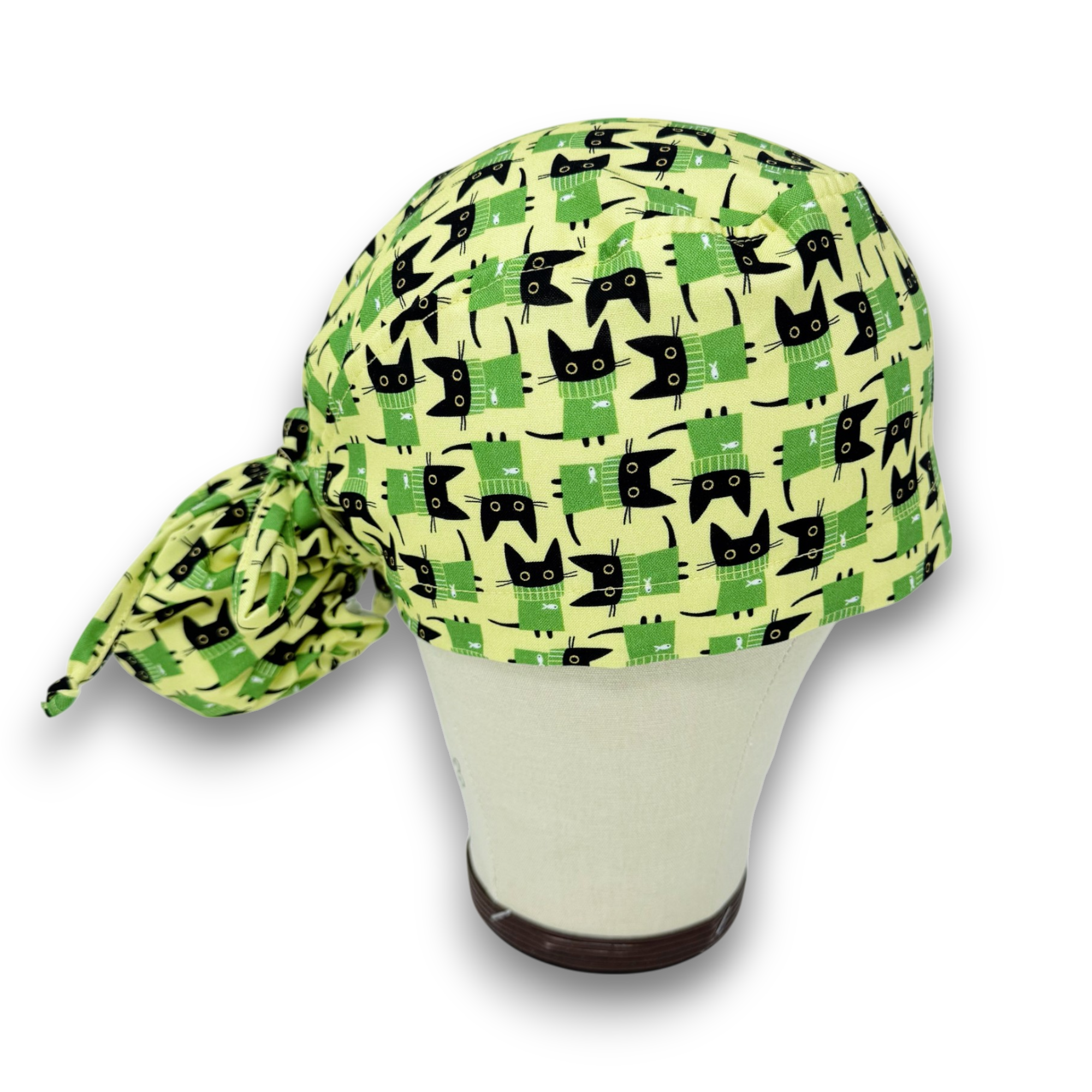 Cat Ponytail scrub cap for women with satin lined option by Paradise Caps.