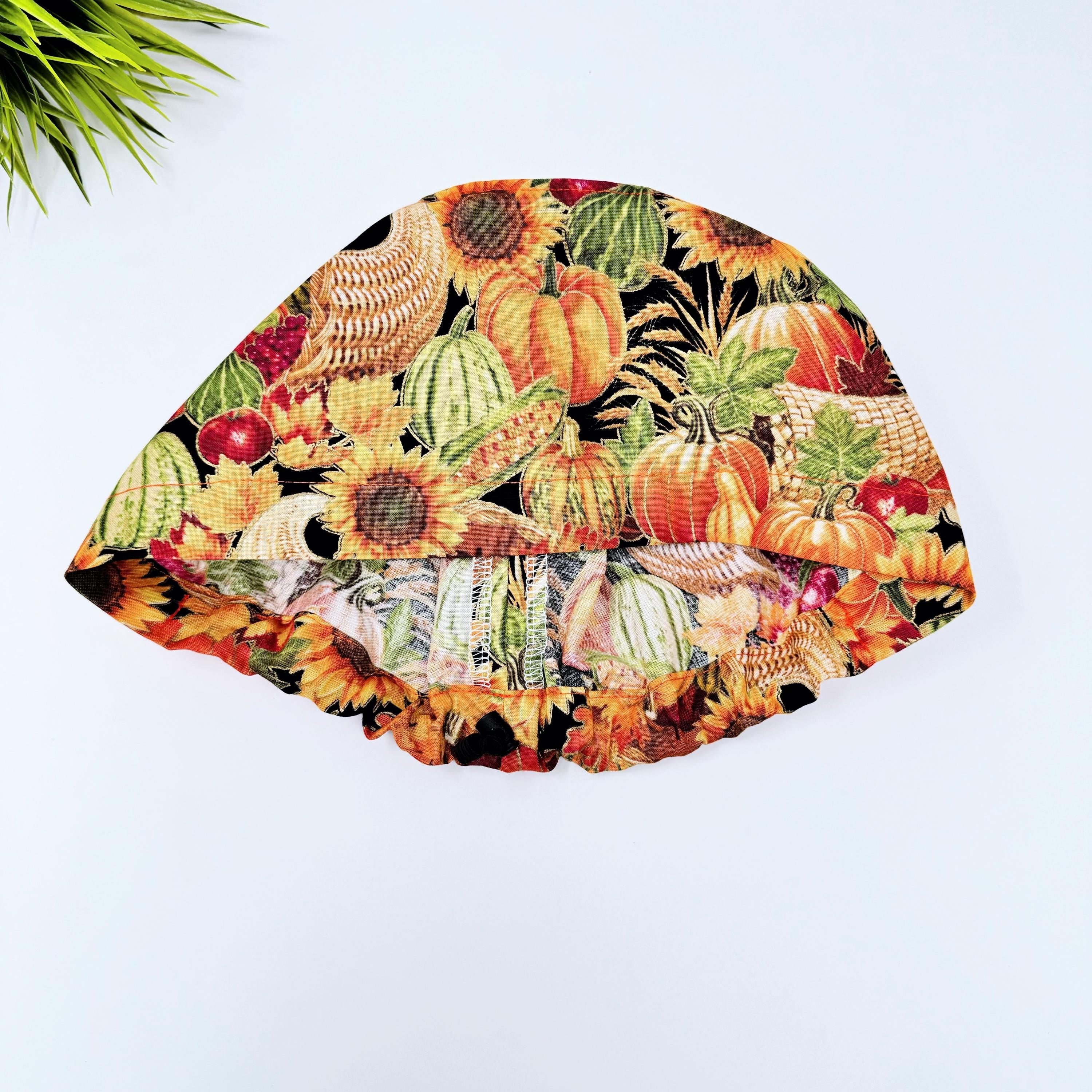 Fall Euro Scrub Cap for Women by ParadiseCaps. Pumpkins Surgical cap Satin Lined Option