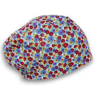 Summer Meadow Euro Scrub Cap for Women with Satin Lined Option by Paradise Caps.