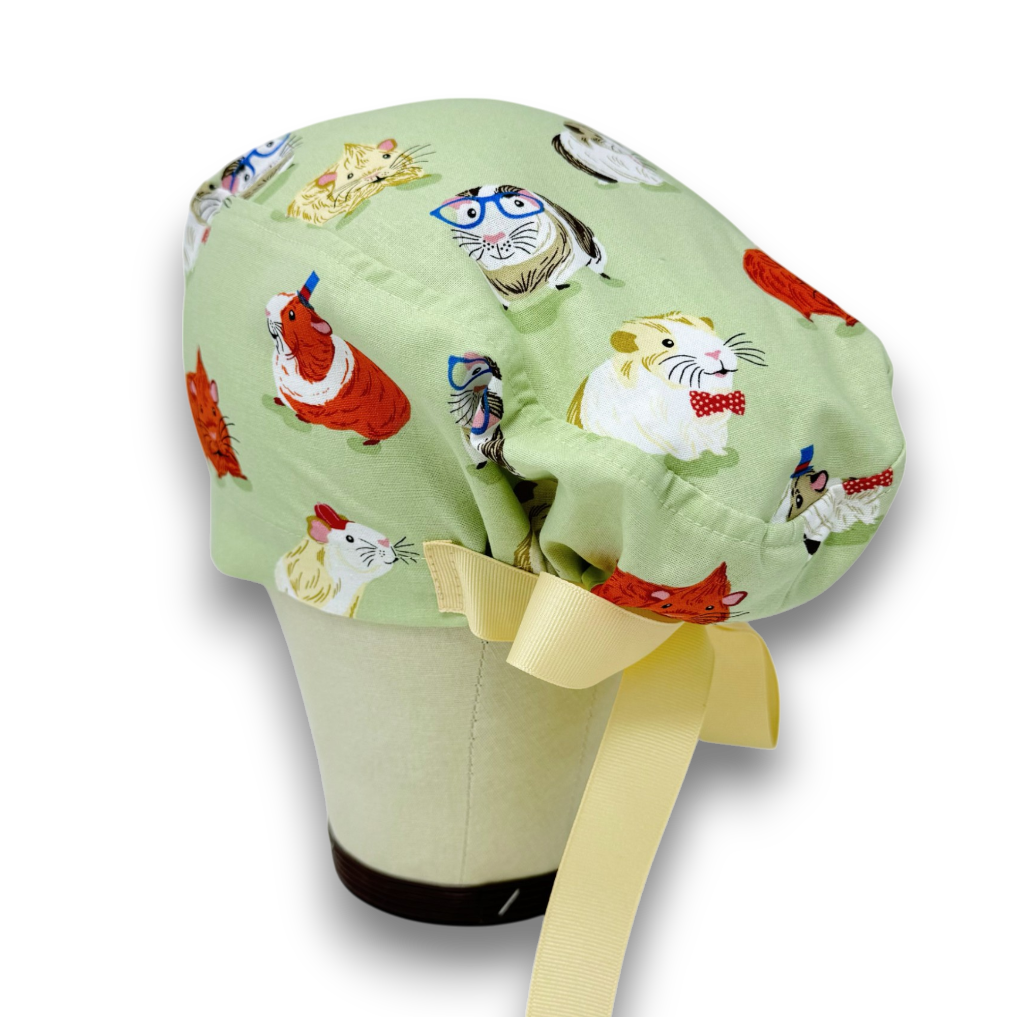 Guinea pig Euro scrub cap with ties for Women by Paradise Caps. Euro PLUS style.