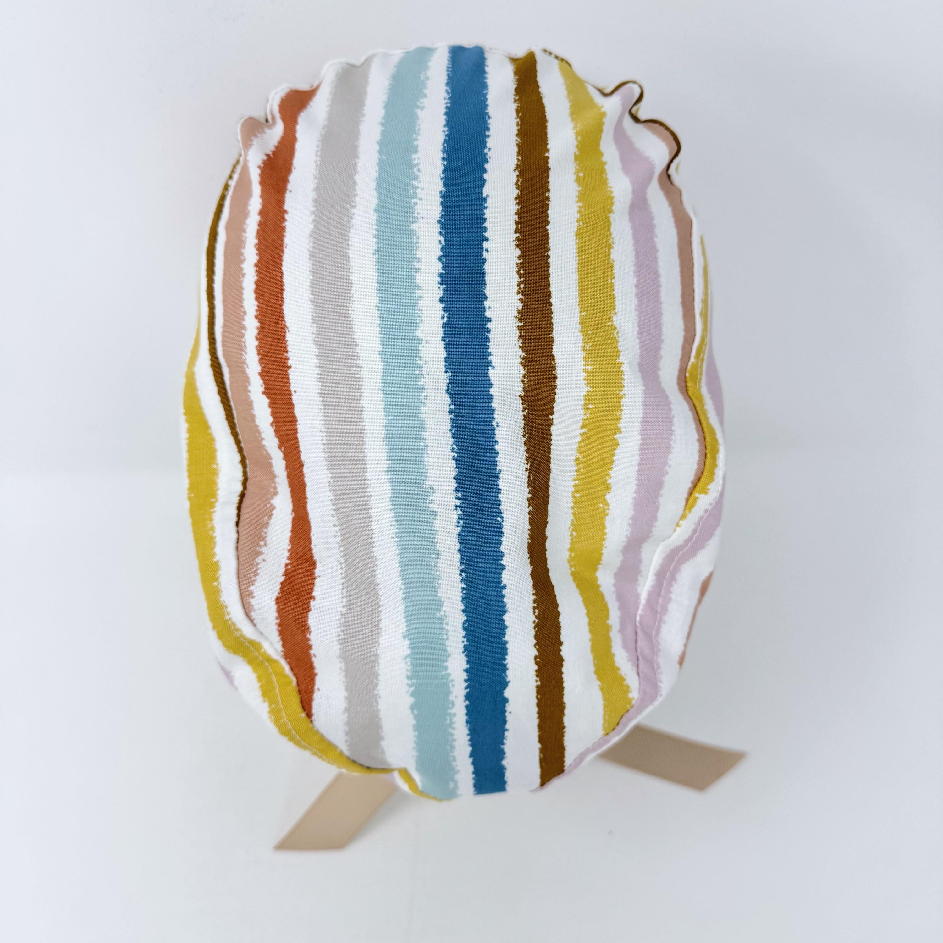 Retro Stripes Euro scrub cap with ties for Women by Paradise Caps. Euro PLUS style.
