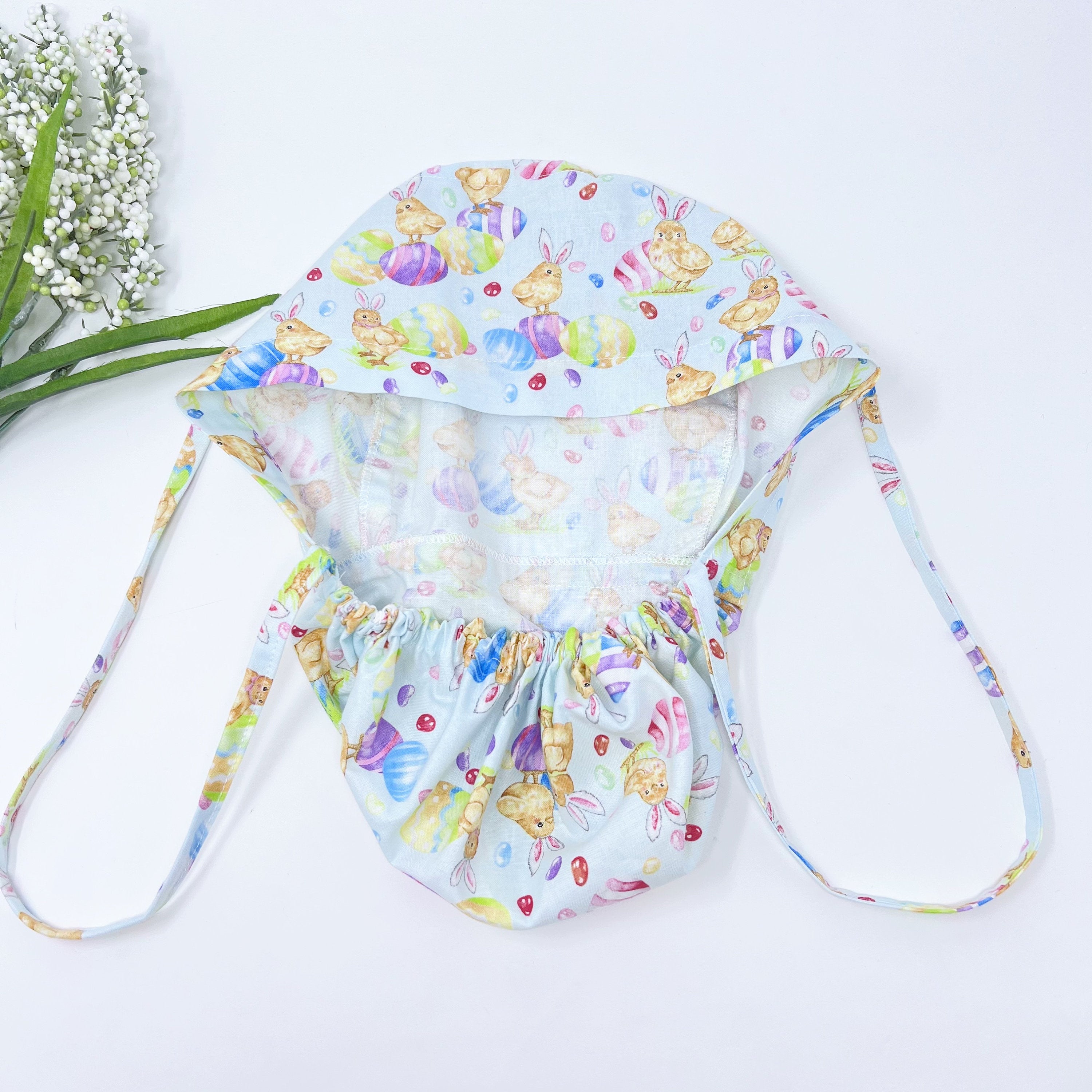 Easter Egg Ponytail scrub cap for women with satin lined option by Paradise Caps.