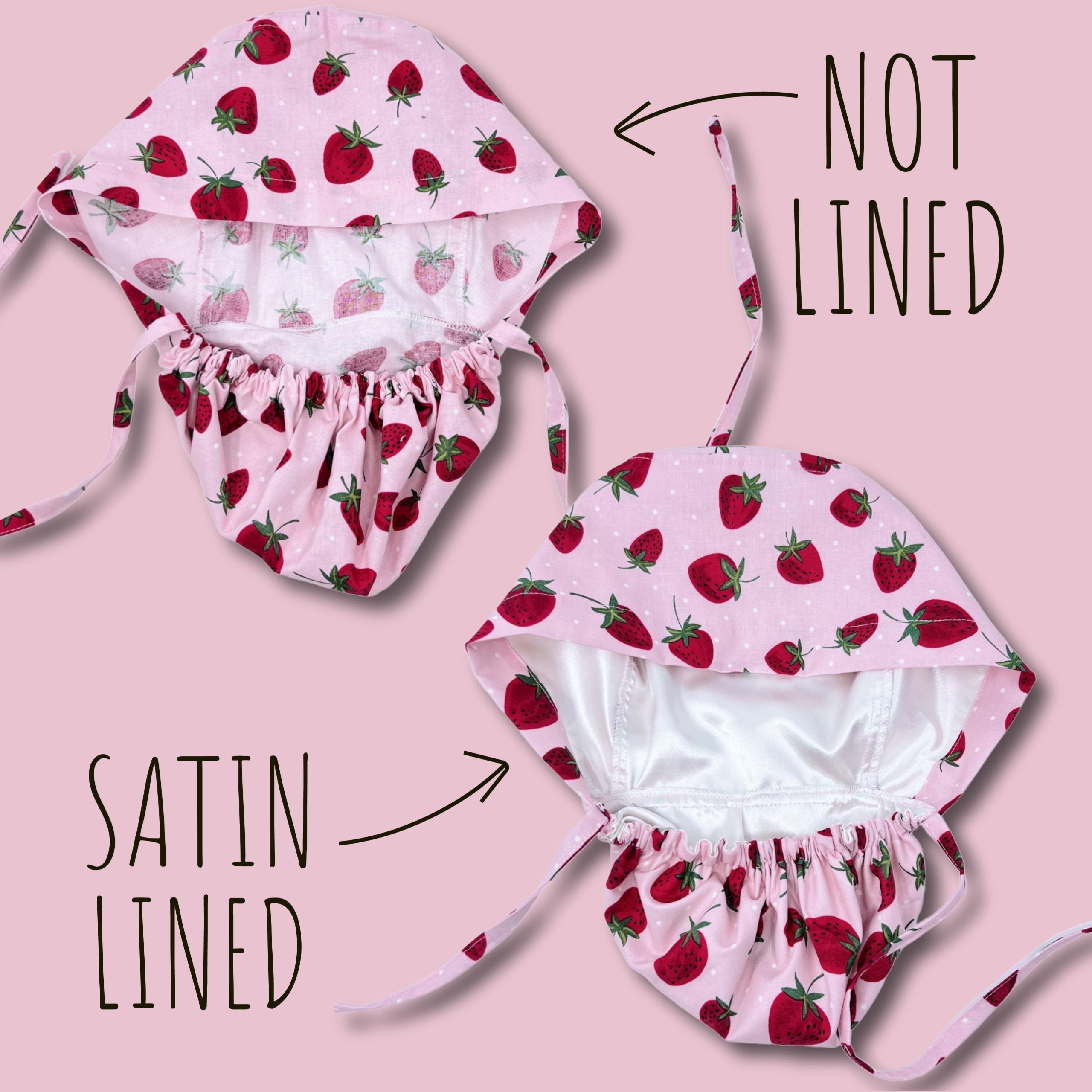 Red White Ponytail scrub cap for women with satin lined option by Paradise Caps.