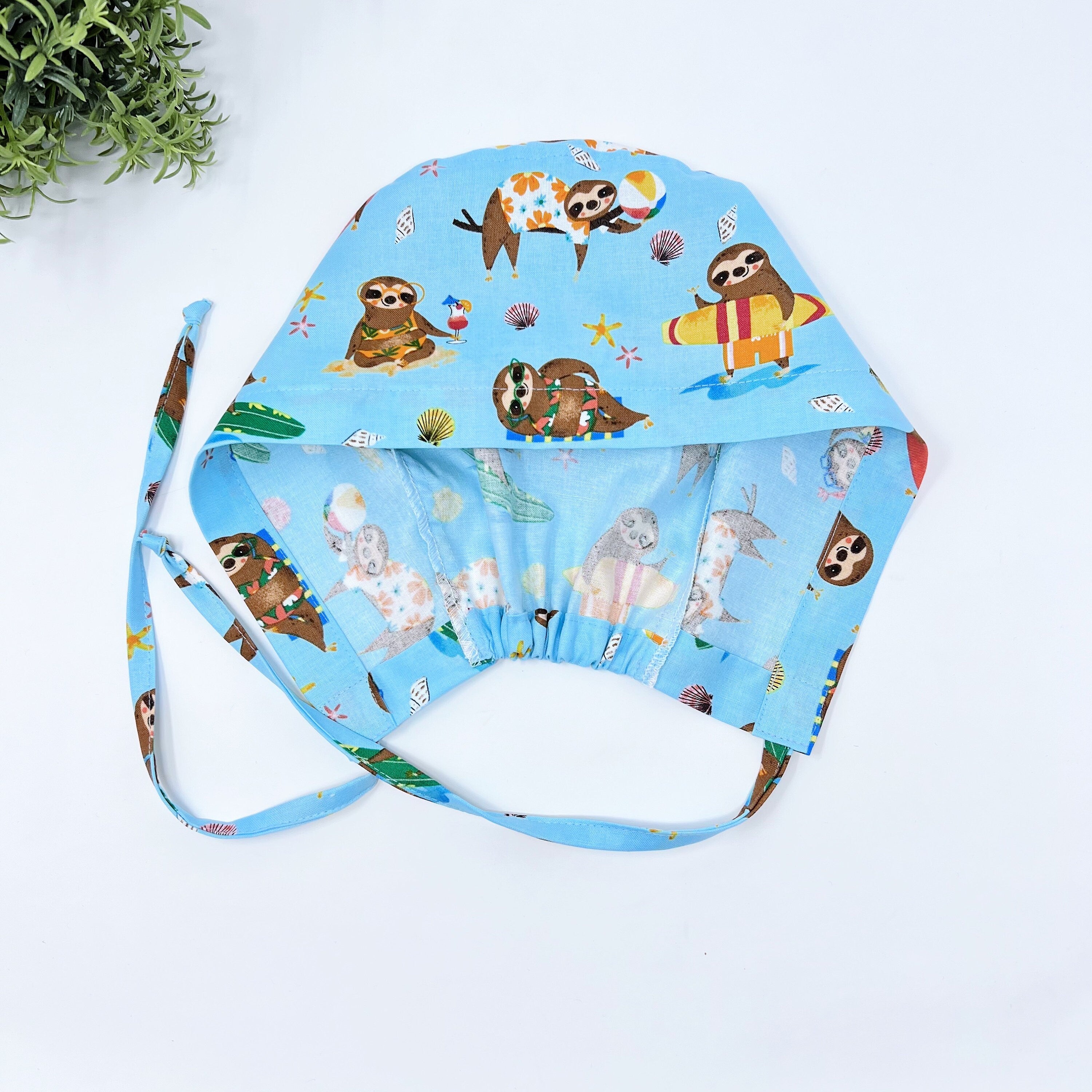 Sloth Skull tie-back style surgical scrub cap for men by Paradise Caps.