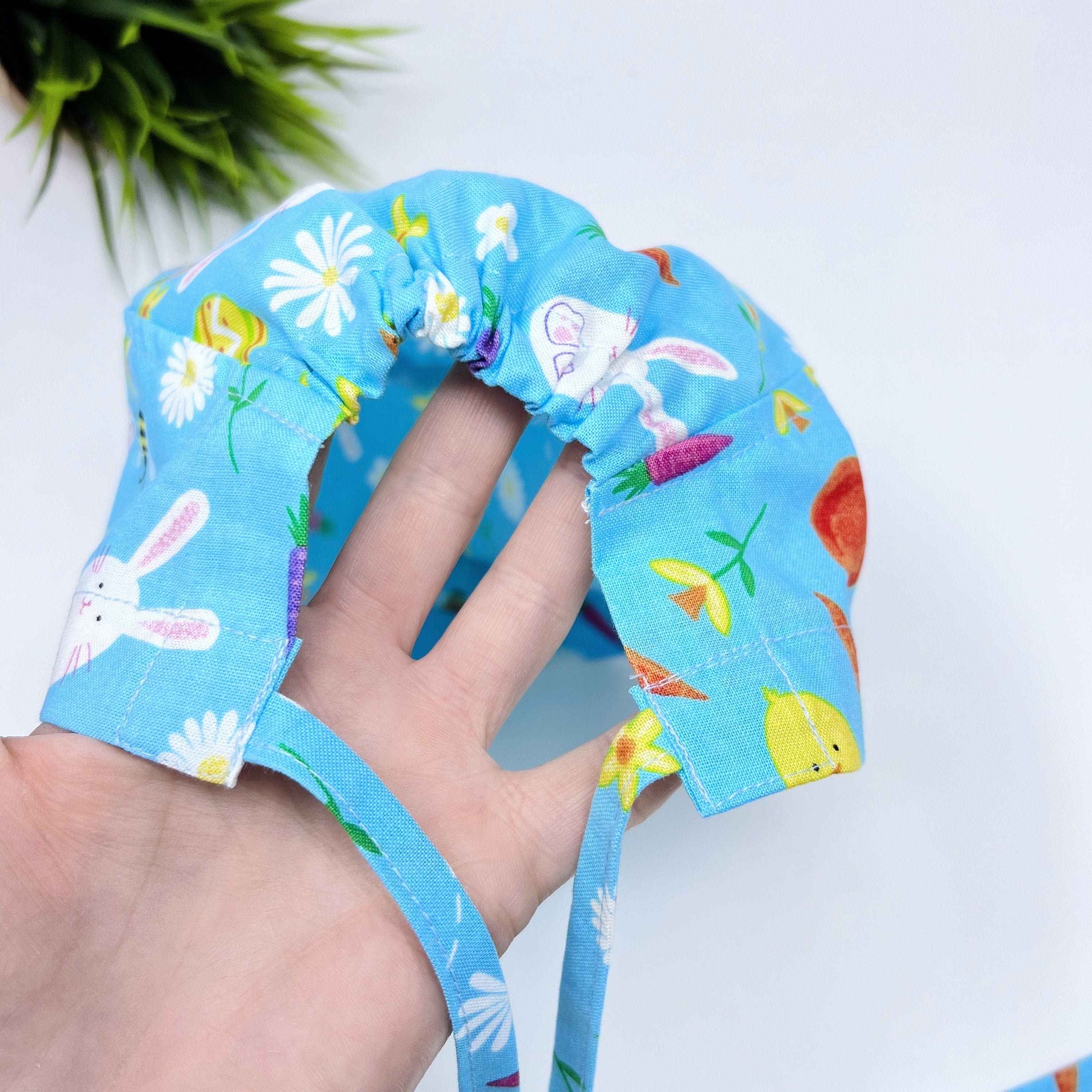 Easter Bunny Skull tie-back style surgical scrub cap for men by Paradise Caps.