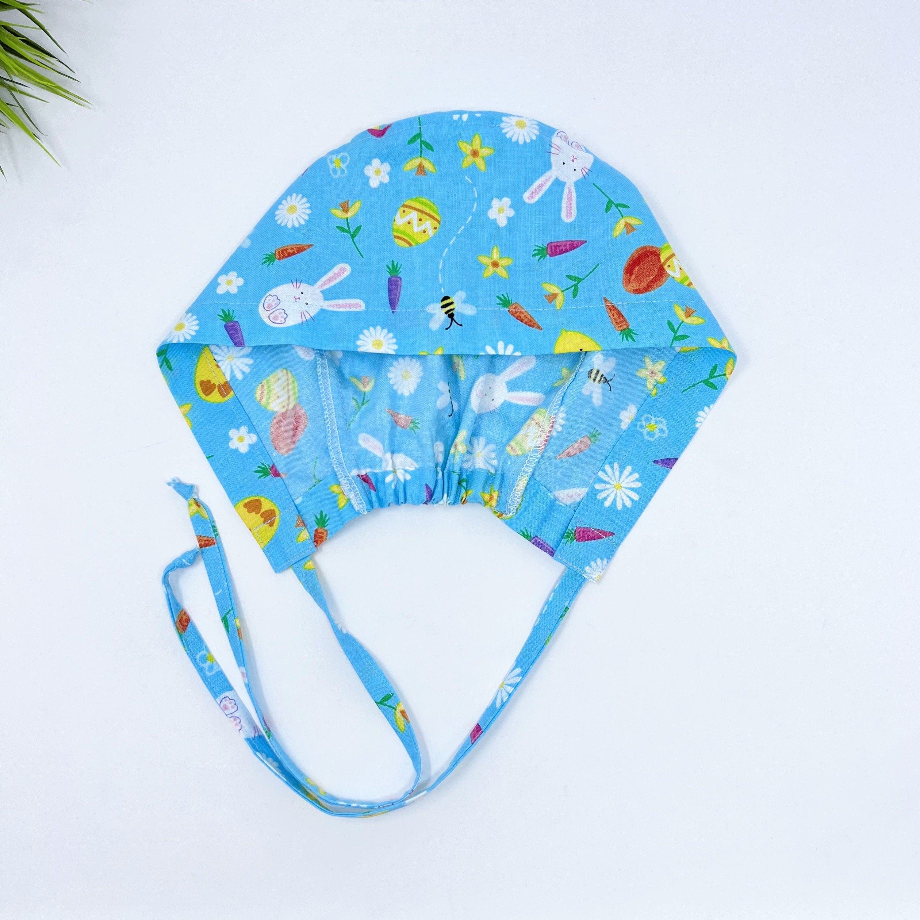 Easter Bunny Skull tie-back style surgical scrub cap for men by Paradise Caps.
