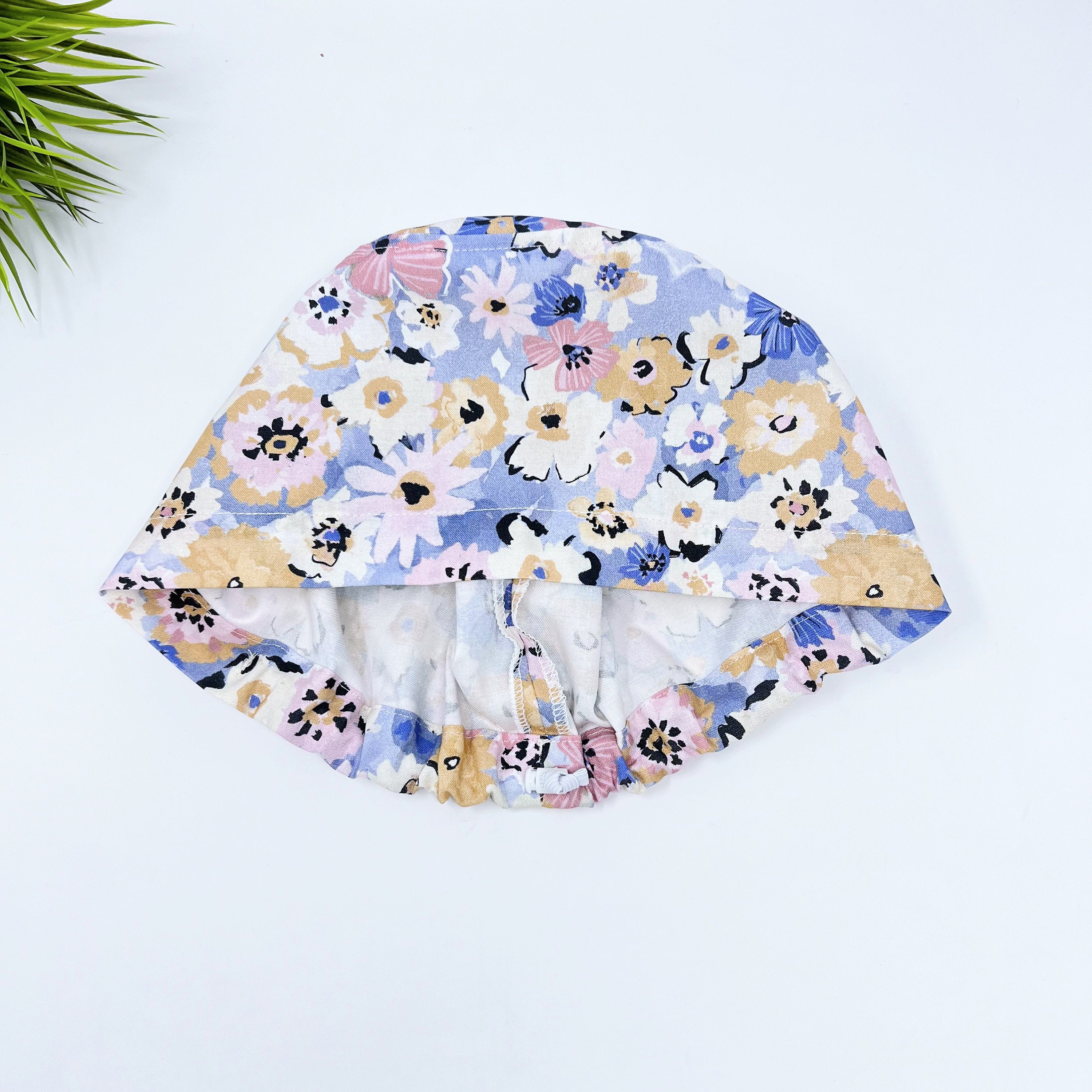 Multi Fleurs Euro Scrub Cap for Women with Satin Lined Option by Paradise Caps.