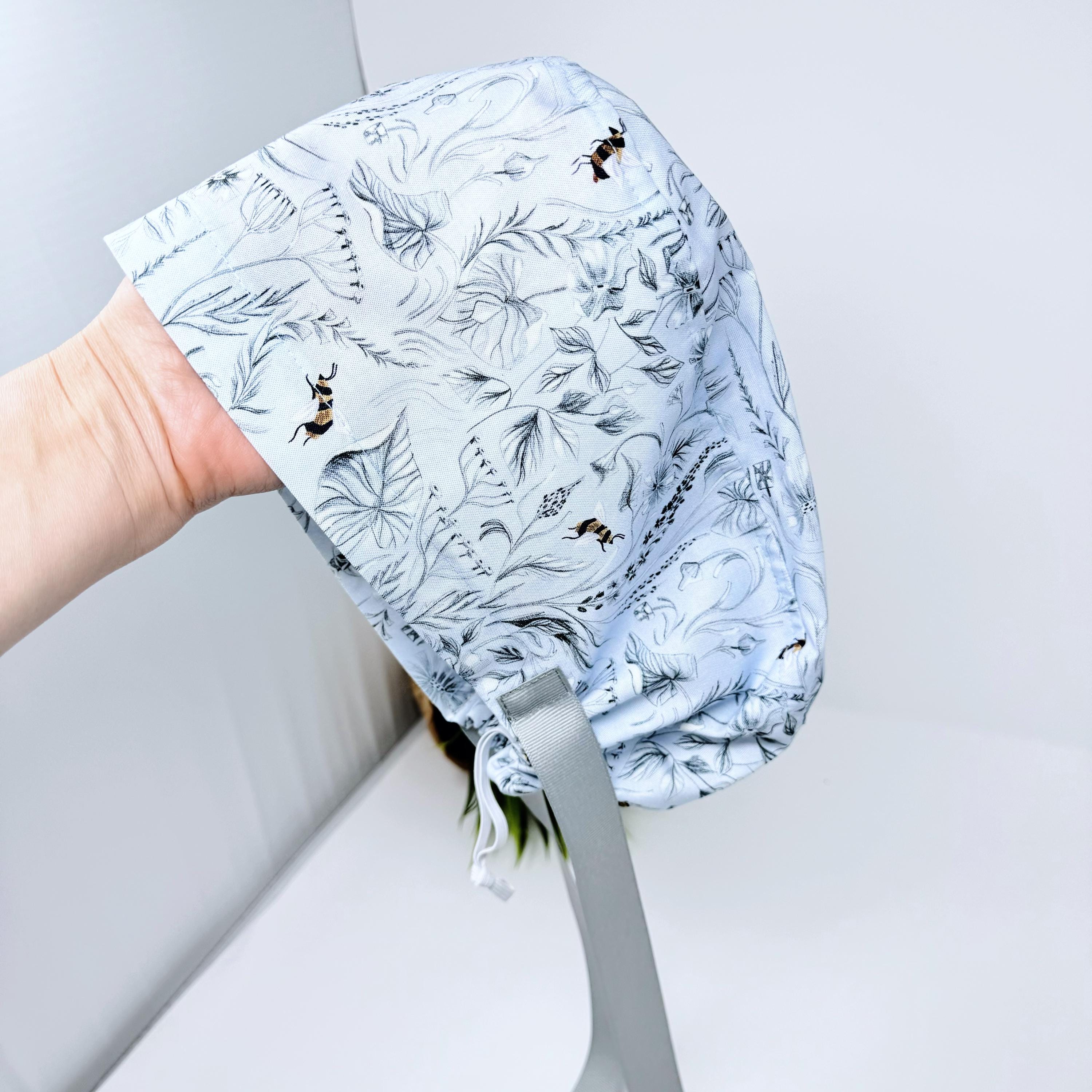 Glacier Pollinators Euro scrub cap with ties for Women by Paradise Caps. Euro PLUS style.