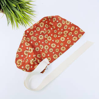 Autumn Flowers Euro scrub cap with ties for Women by Paradise Caps. Euro PLUS style.